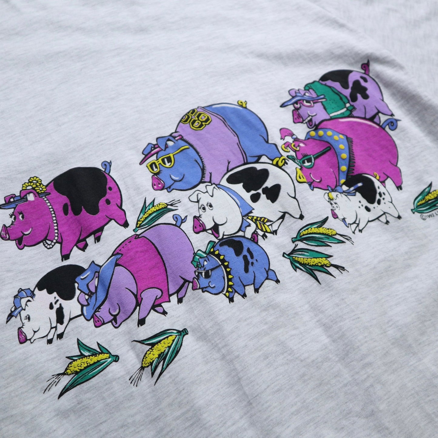 90s Hanes 美國製 密西根州Alpena卡通豬tee*庫存新品 - 富士鳥古著