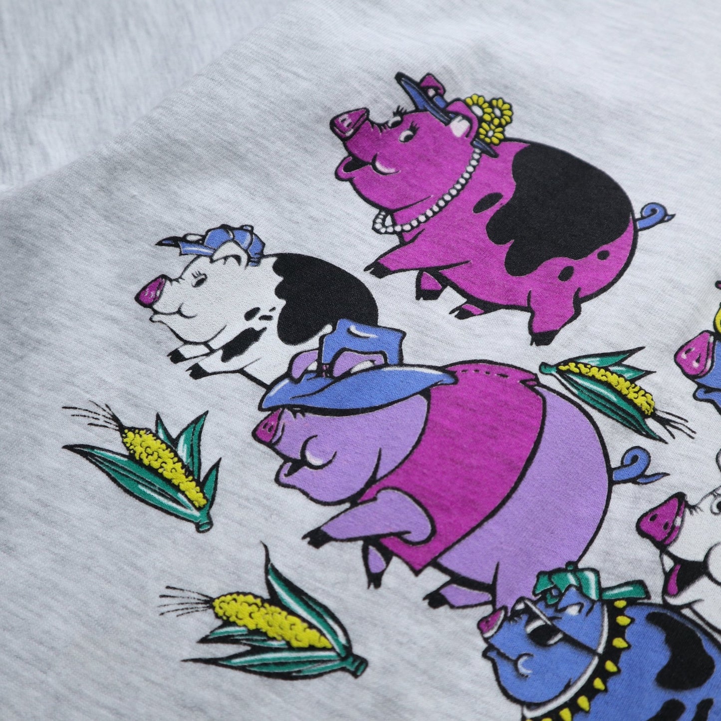 90s Hanes 美國製 密西根州Alpena卡通豬tee*庫存新品 - 富士鳥古著