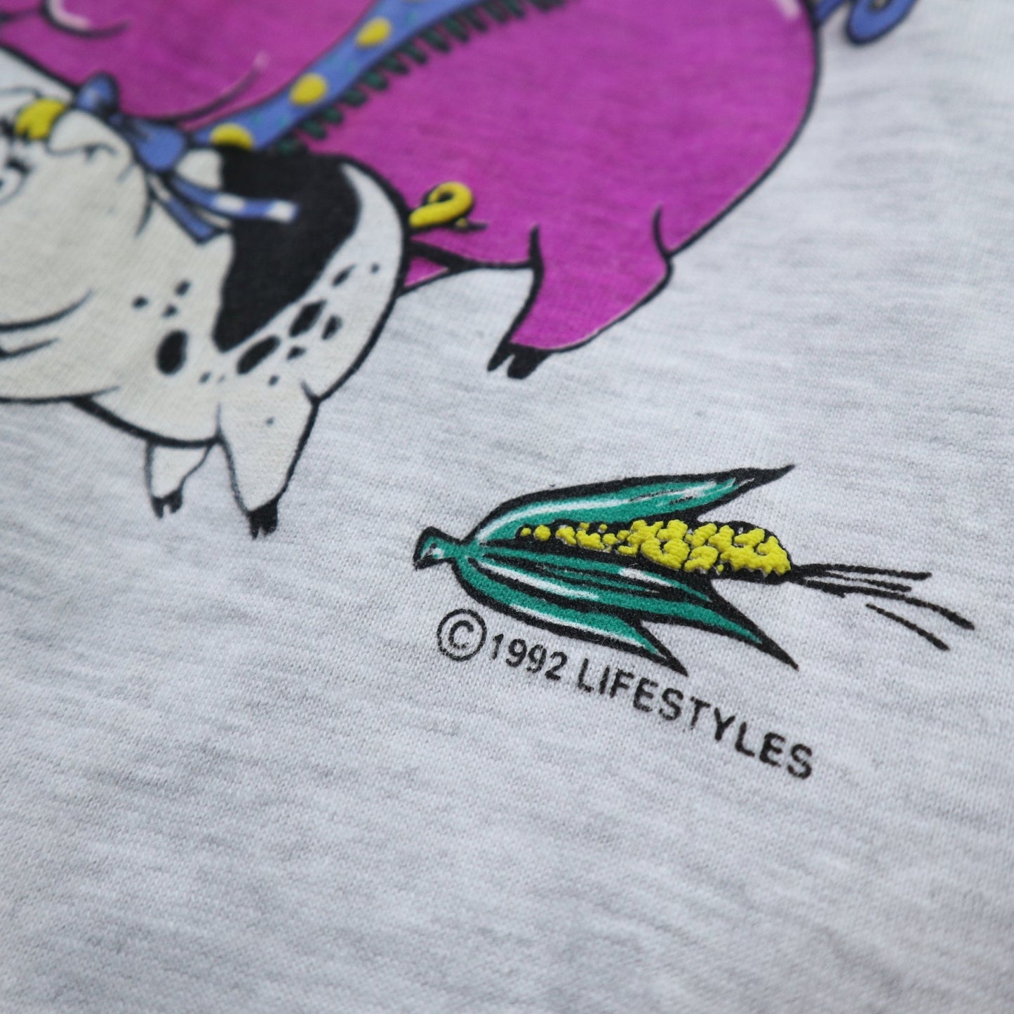 90s Hanes 美國製 密西根州Alpena卡通豬tee*庫存新品 - 富士鳥古著