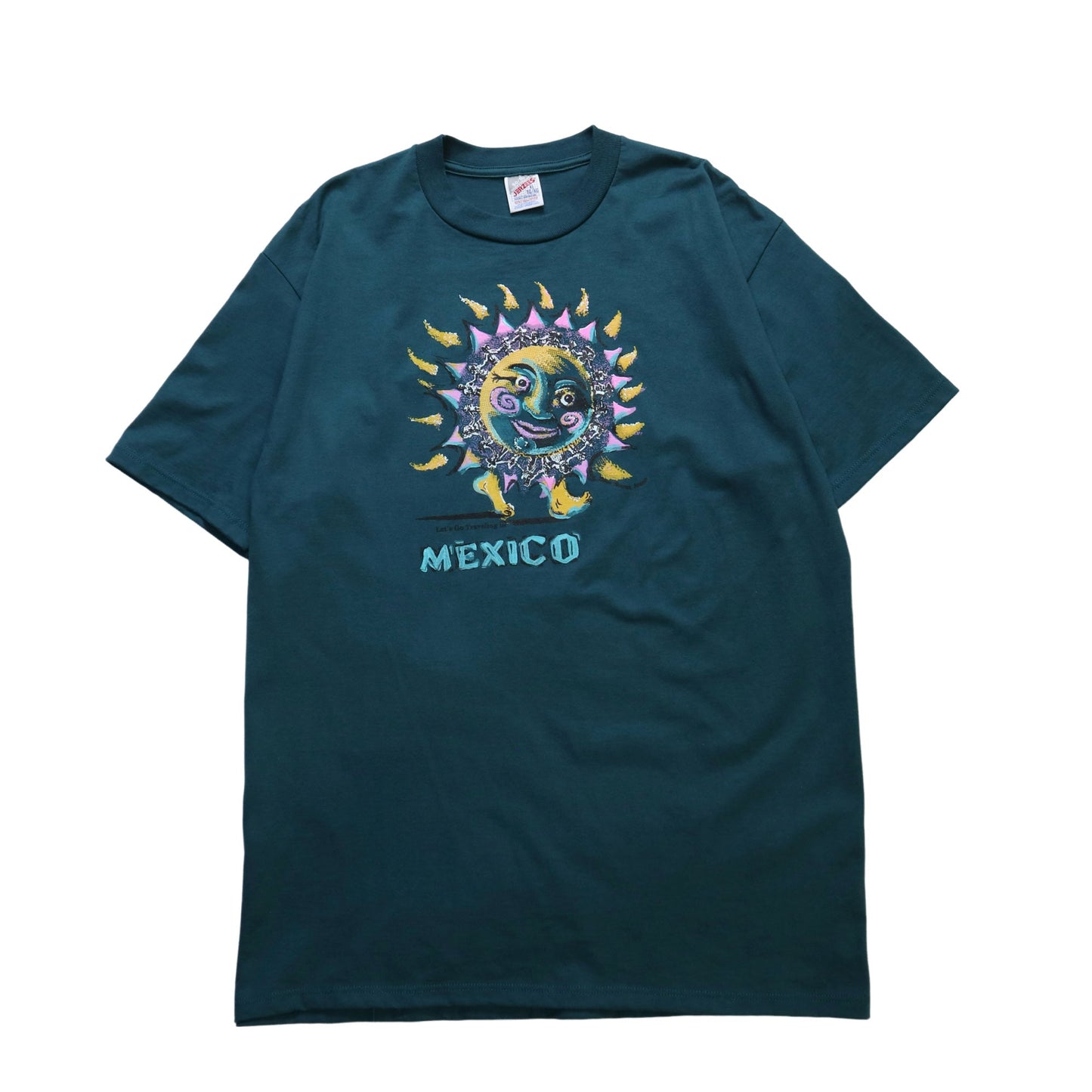 90s JERZEES 美國製 墨西哥旅行太陽圖騰紀念tee - 富士鳥古著