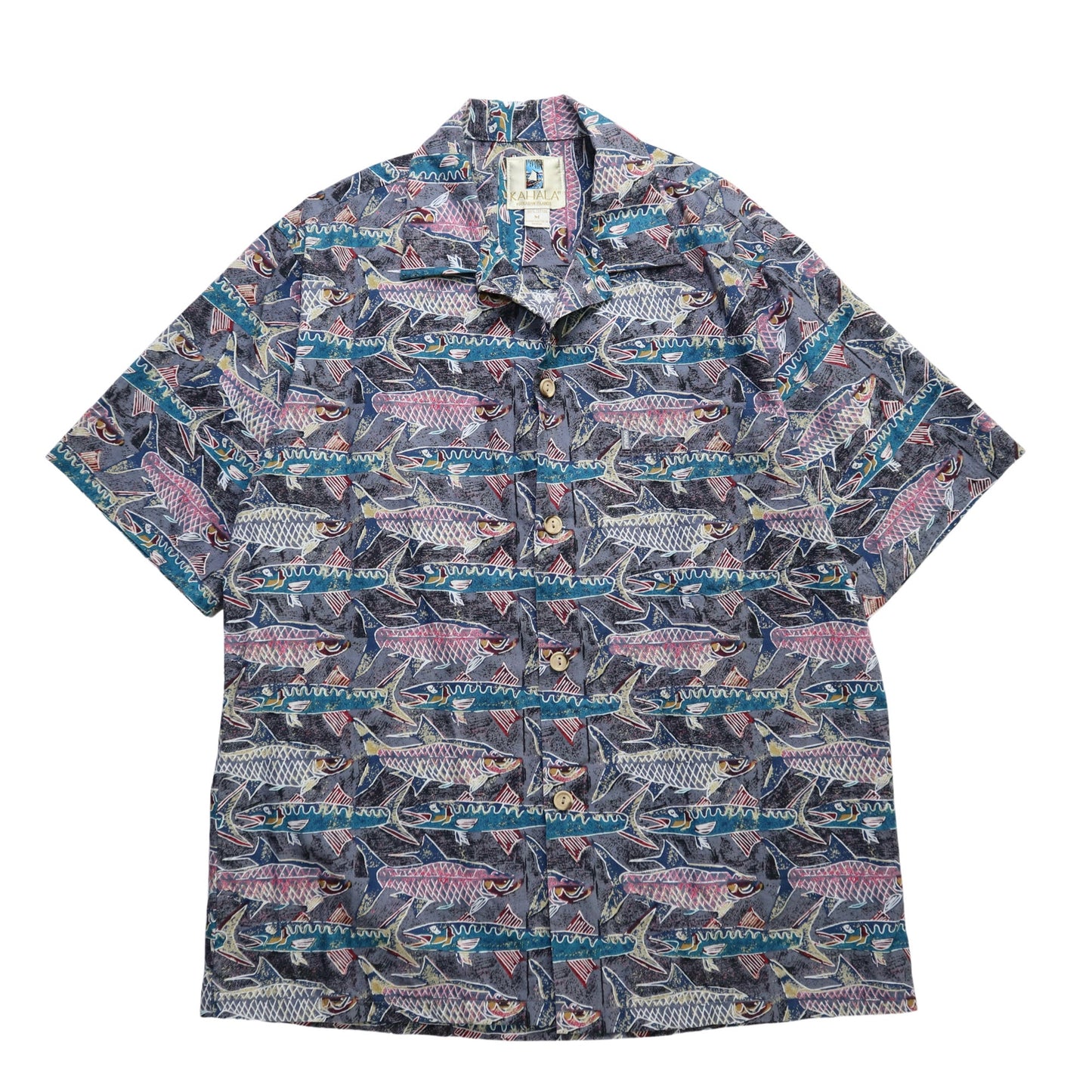 90s kahala 美國製 滿版魚印花夏威夷襯衫 - 富士鳥古著