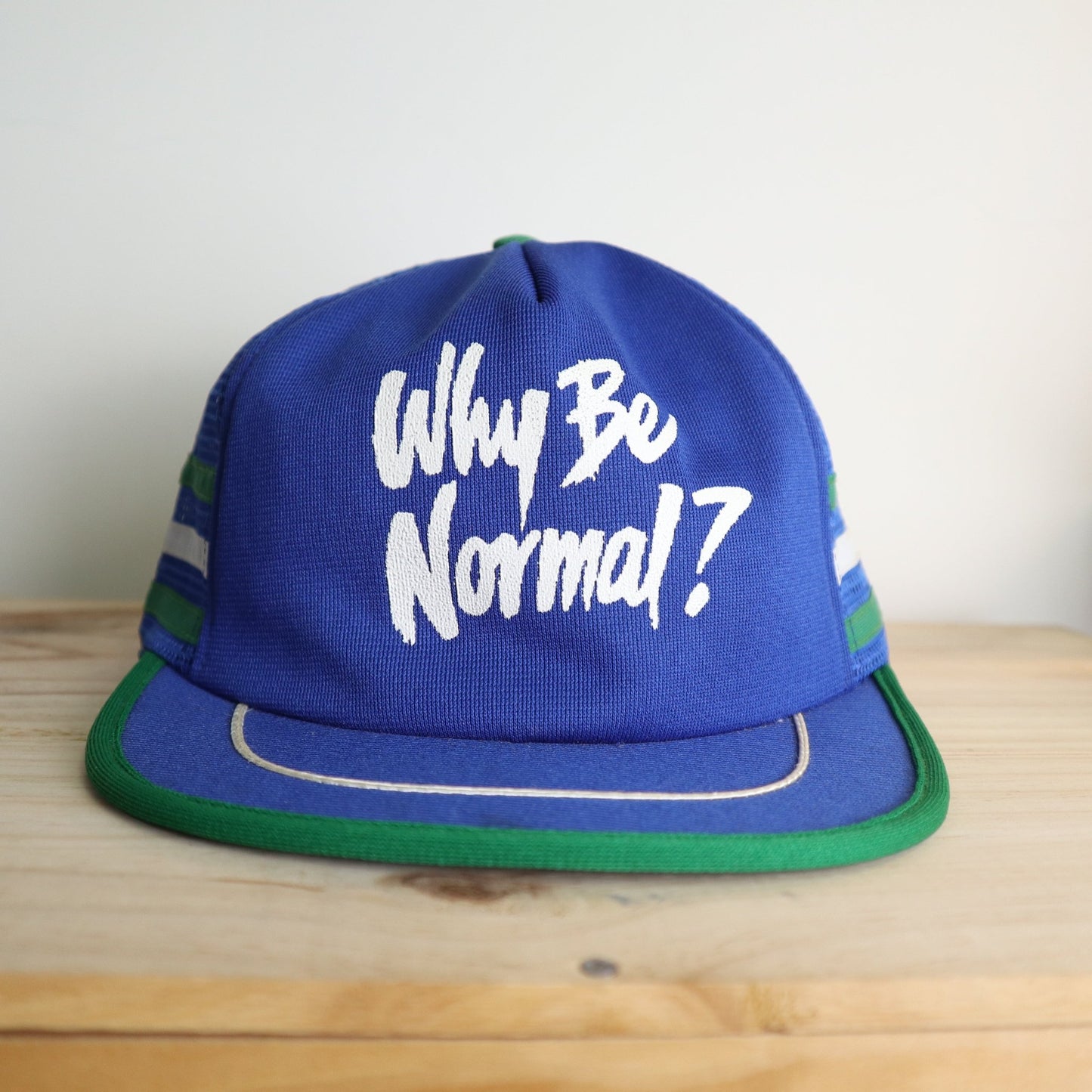 90s 美國製 Why Be Normal? 藍色卡車司機網帽 - 富士鳥古著