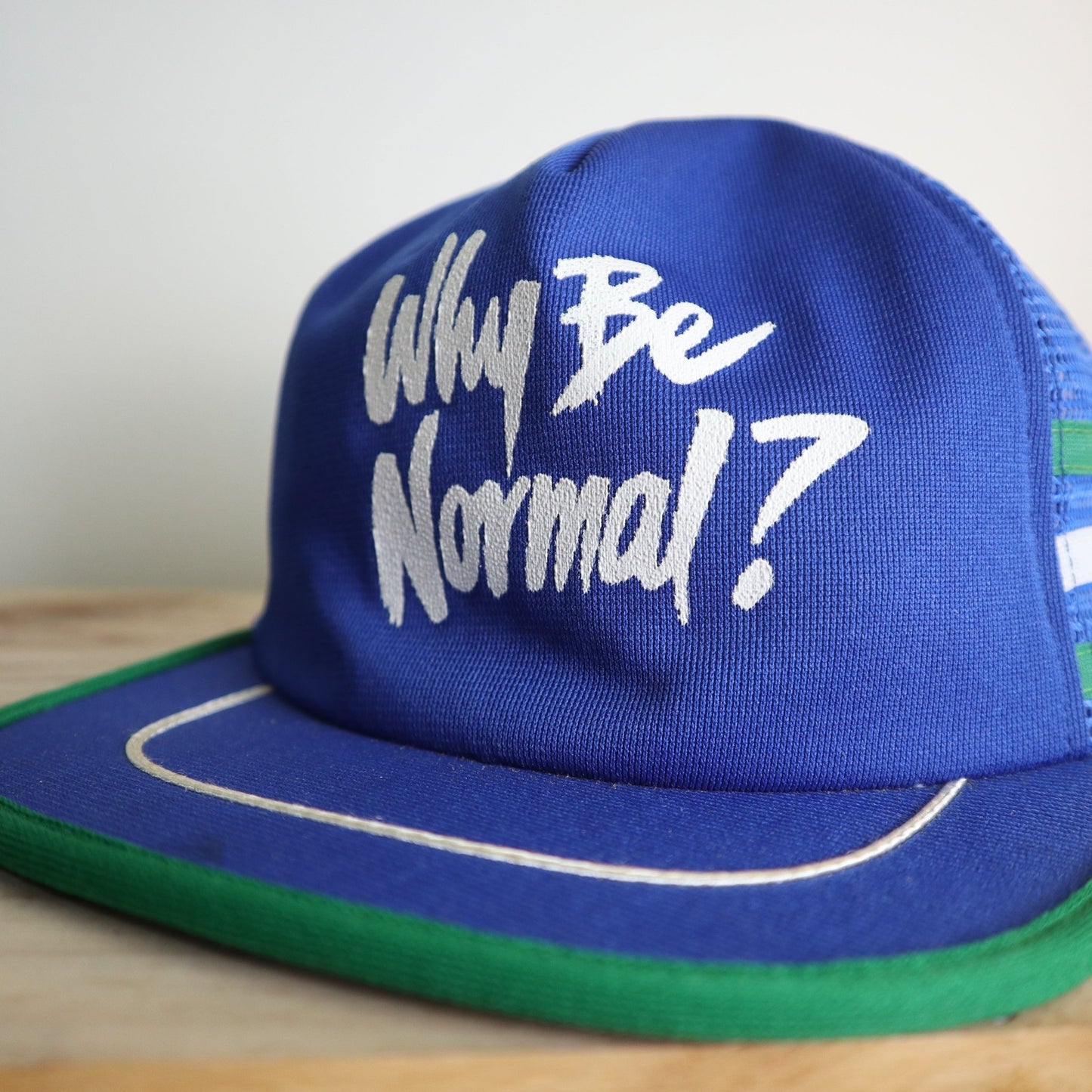 90s 美國製 Why Be Normal? 藍色卡車司機網帽 - 富士鳥古著