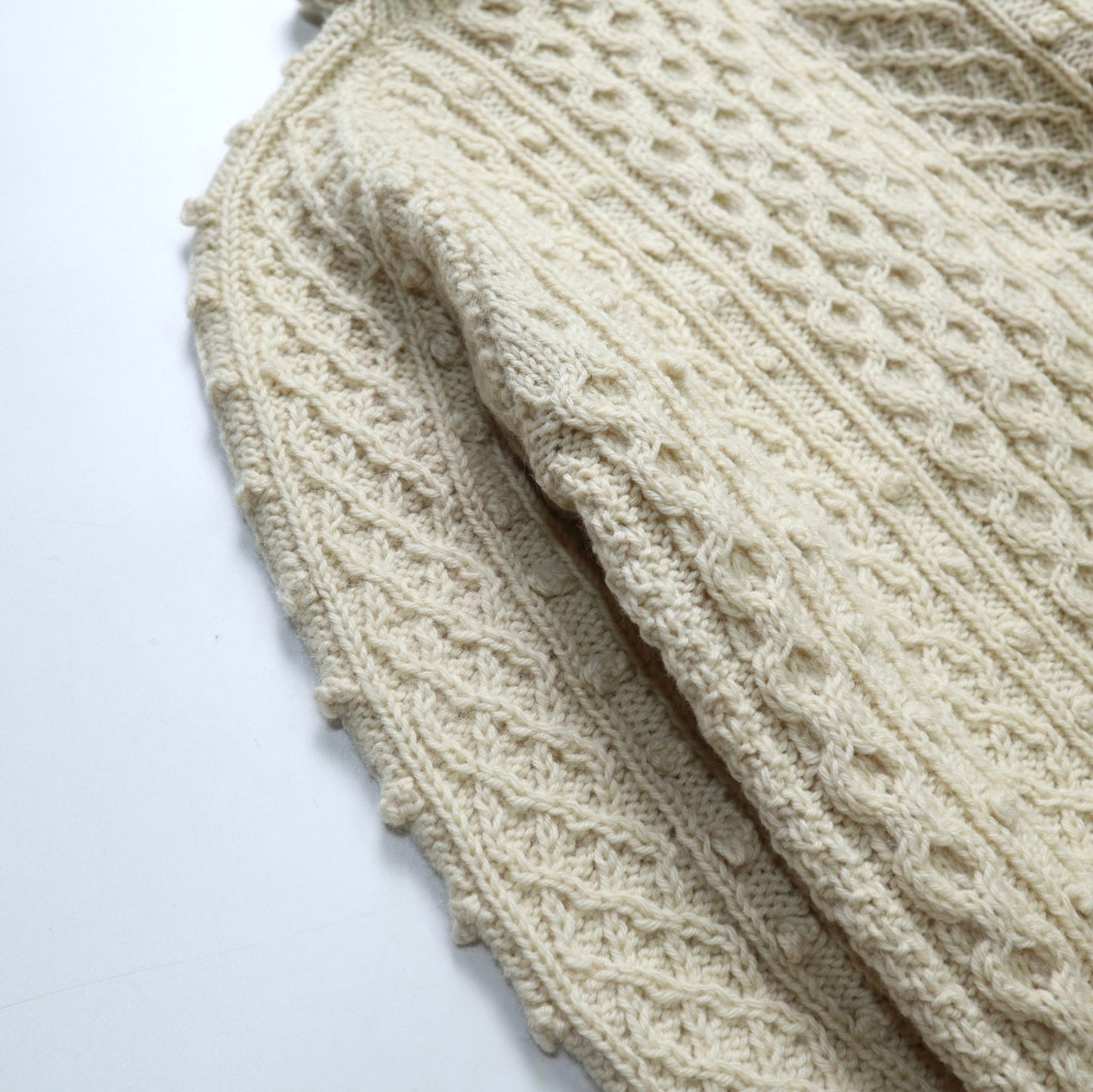 羊毛手織高領漁夫毛衣 - 富士鳥古著