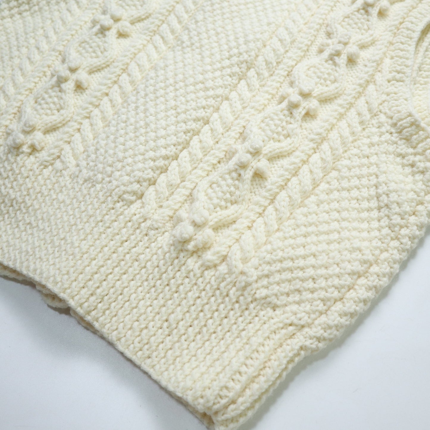 羊毛手織漁夫背心/木紋圓扣 - 富士鳥古著