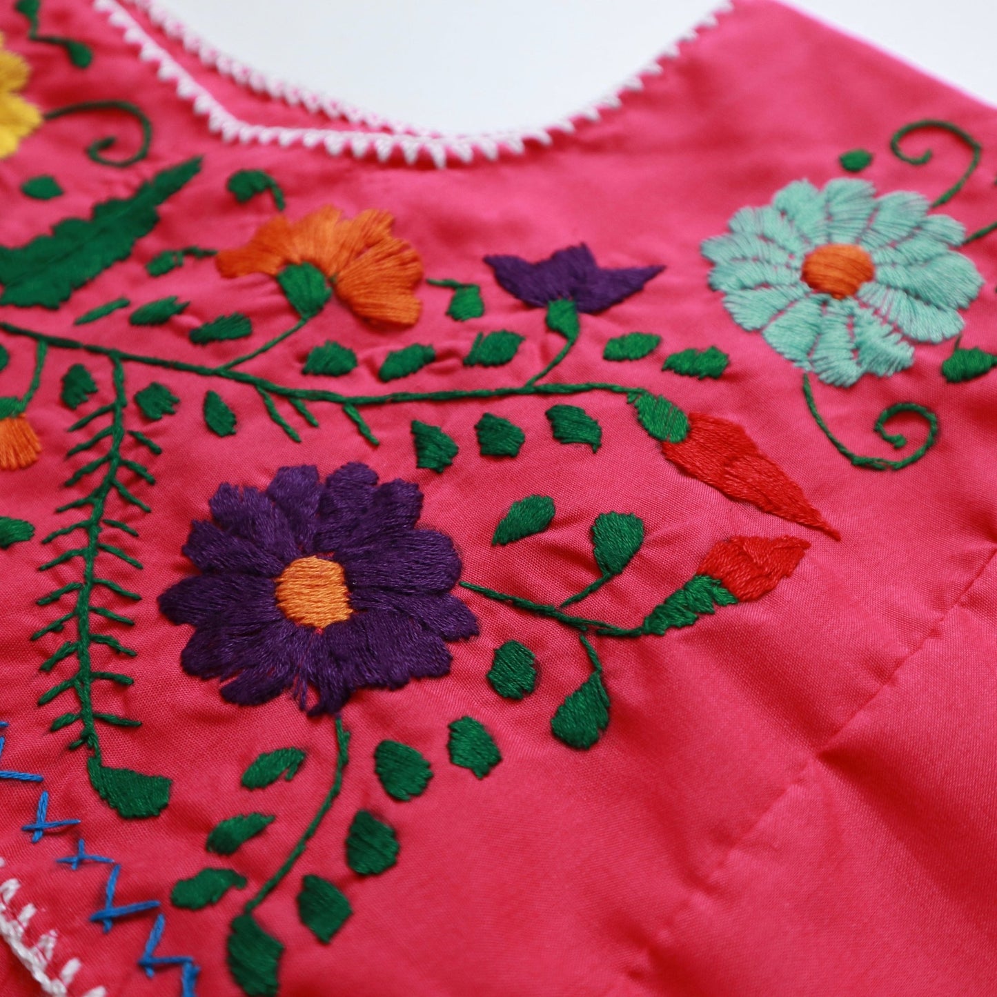 墨西哥 桃粉色手工刺繡洋裝 刺繡罩衫 - 富士鳥古著