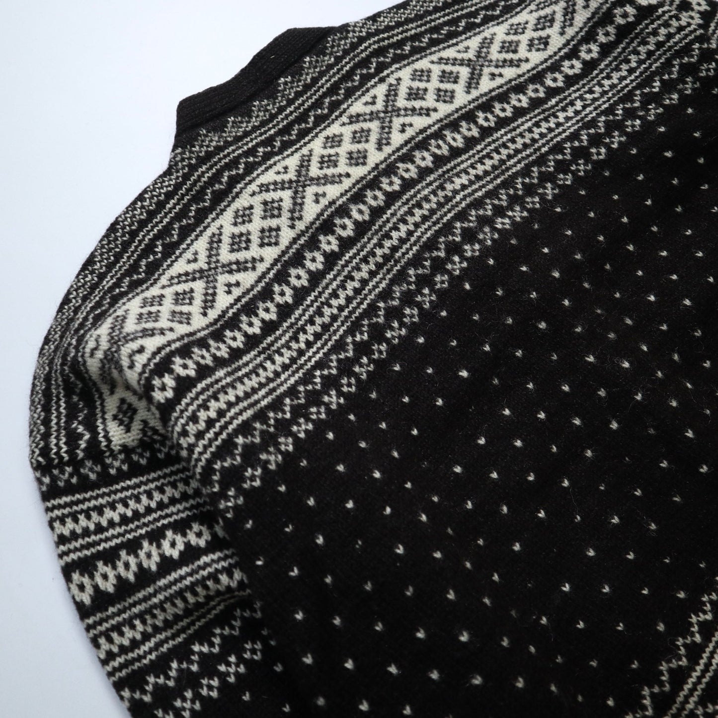 幾何圖騰挪威羊毛開襟針織衫 - 富士鳥古著