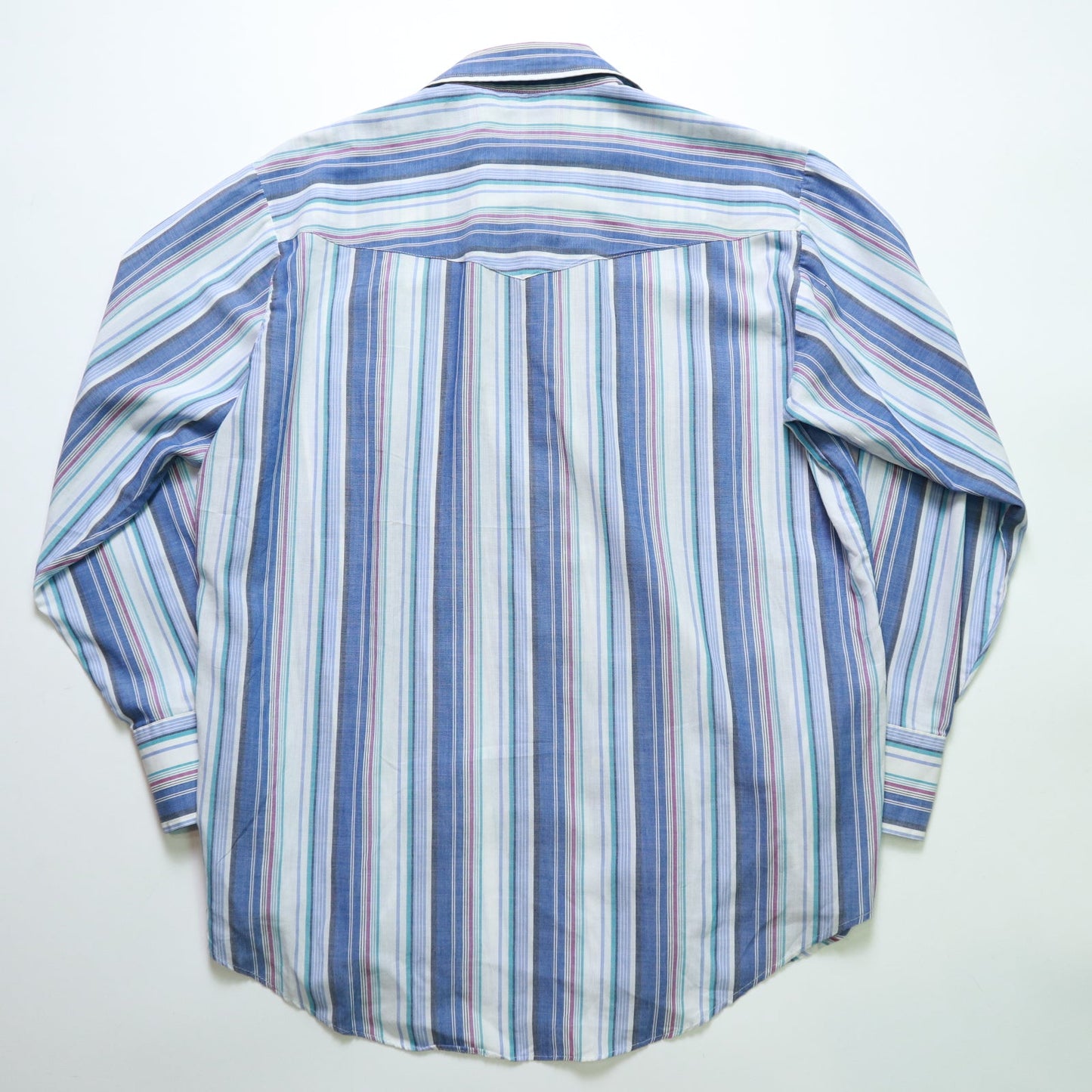 藍色條紋雙口袋西部襯衫 - 富士鳥古著