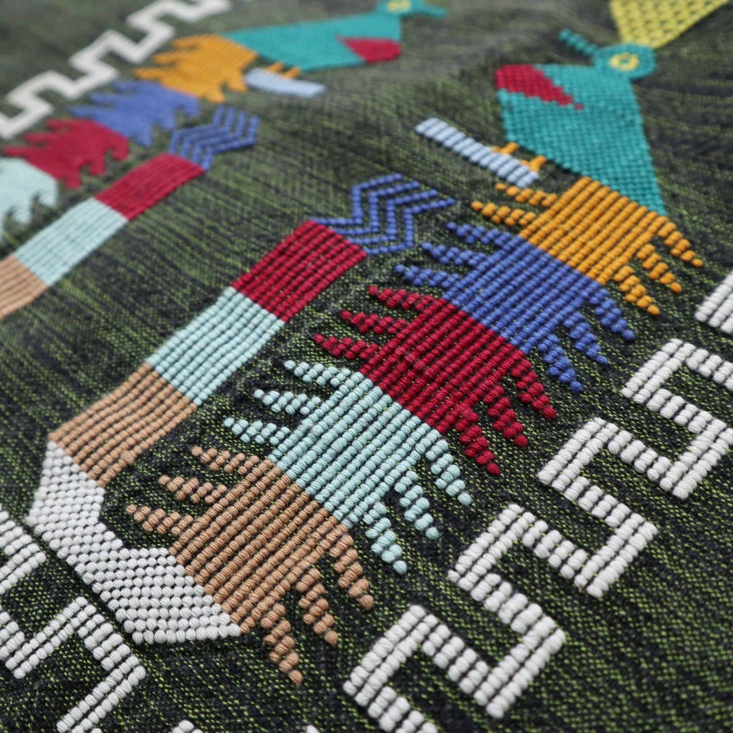 綠色瓜地馬拉 格查爾鳥手工刺繡襯衫 - 富士鳥古著