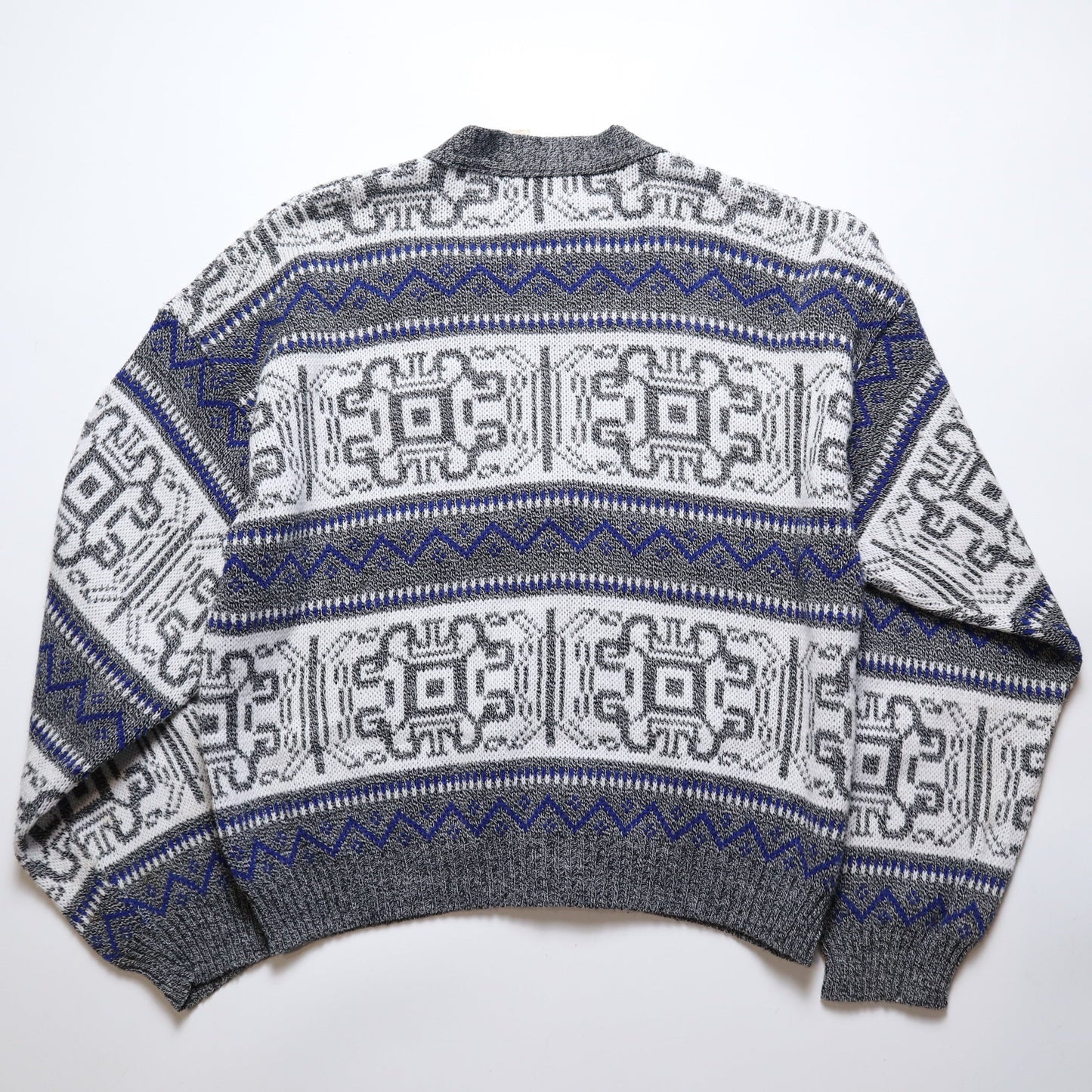 法國製 龜殼扣圖騰針織外套 古著毛衣 - 富士鳥古著