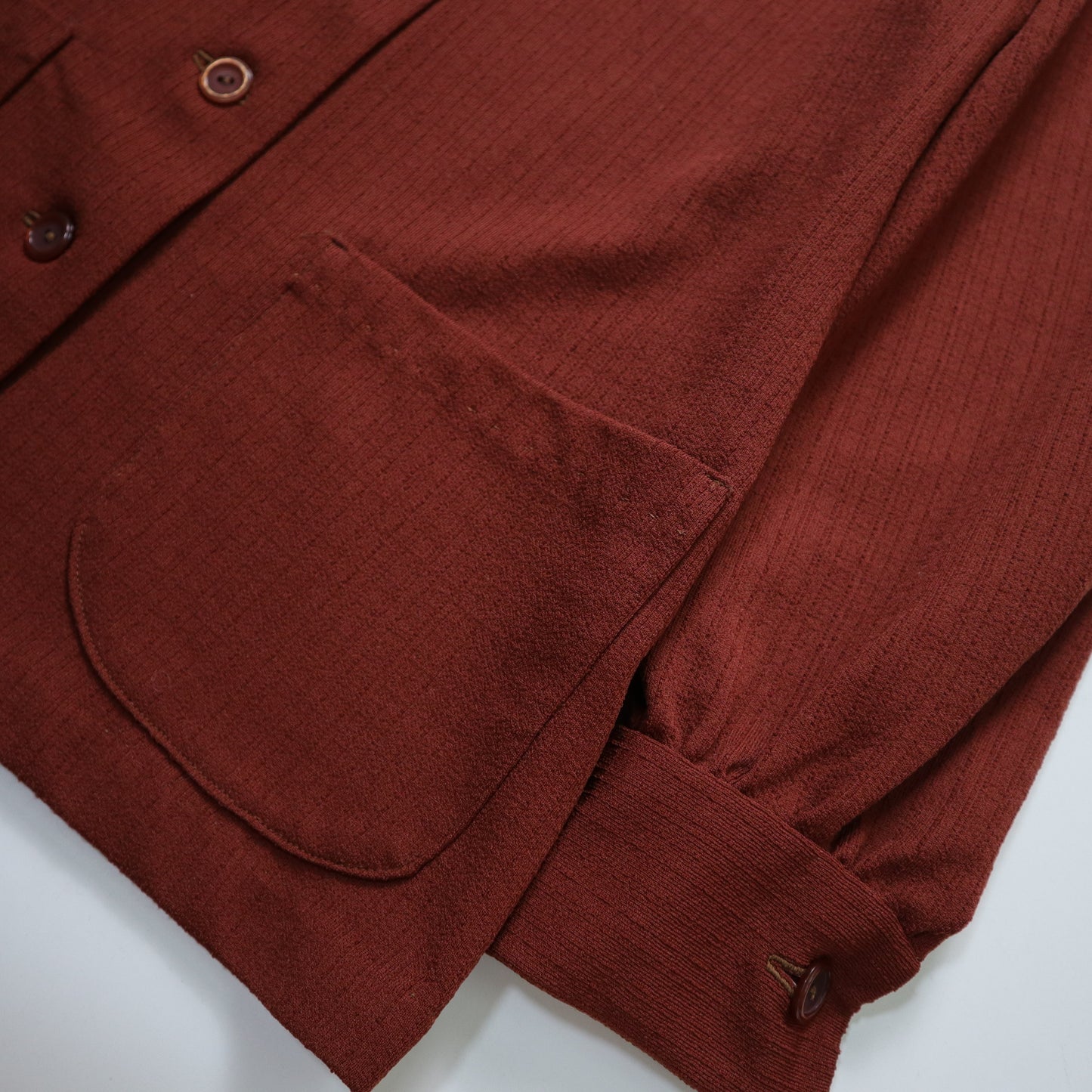 1970s 磚紅色素面開襟箭領襯衫