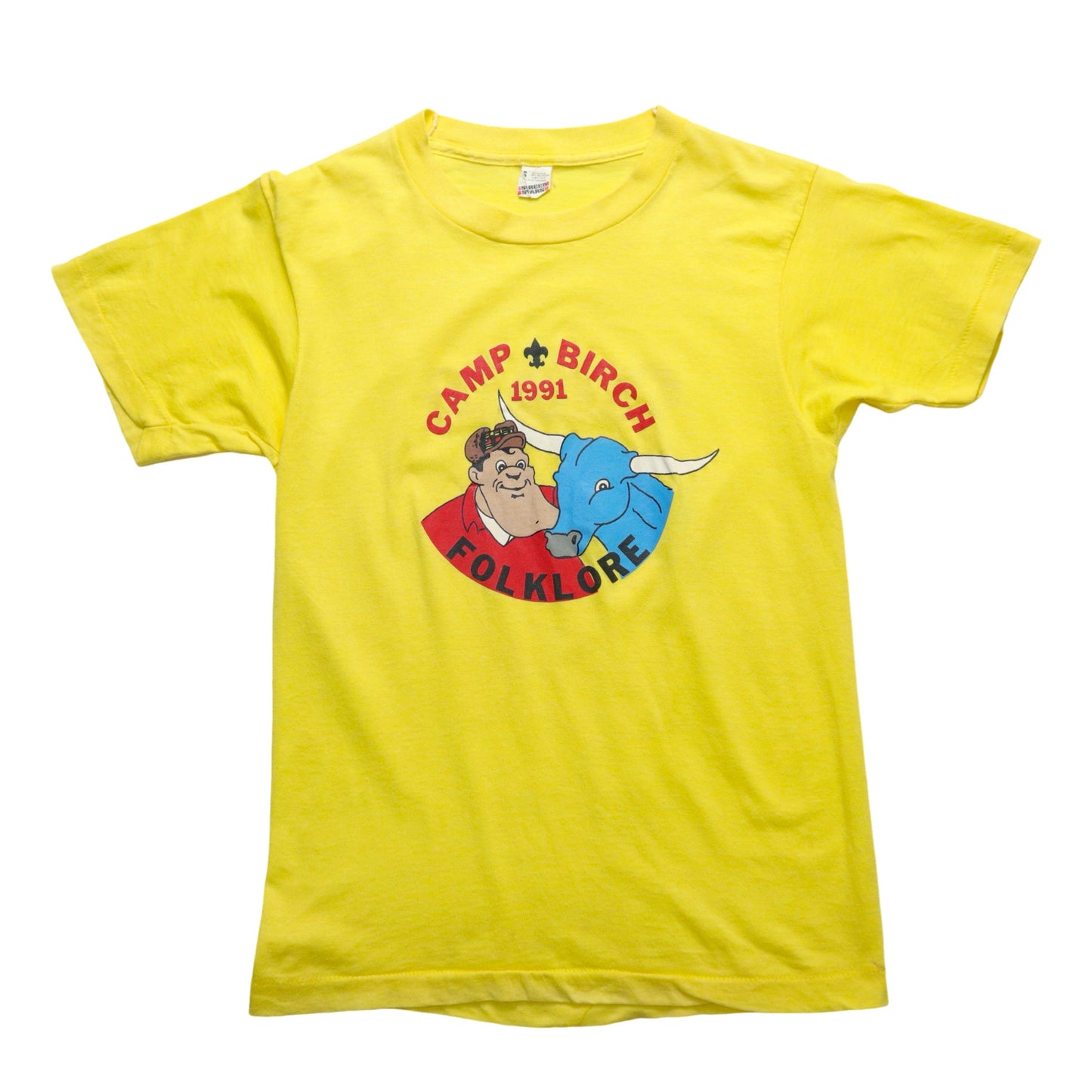 1991年 アメリカ製 キャンプバーチ イエローオフセットTシャツ