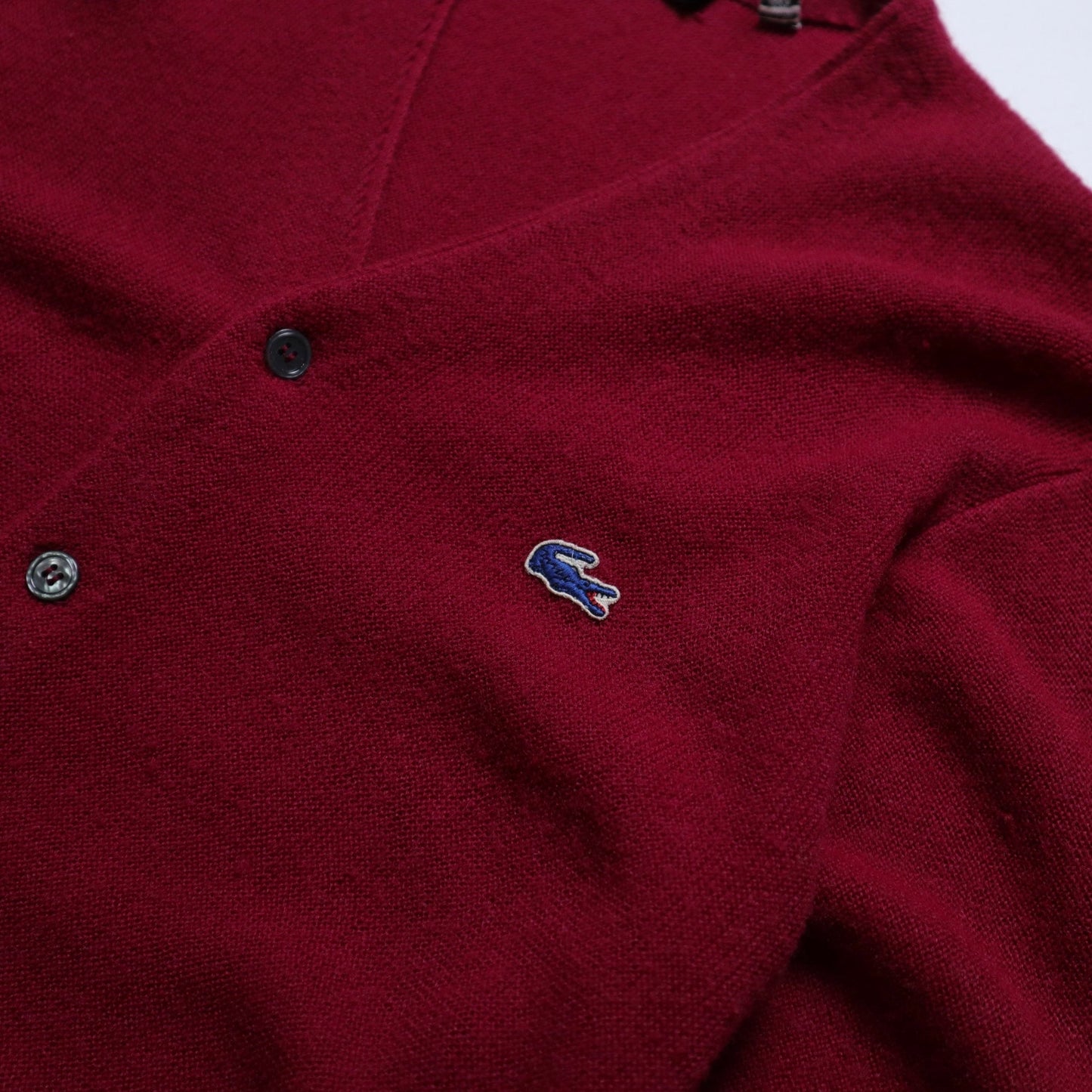 1980s LACOSTE IZOD burgundy knitted jacket Cardigan