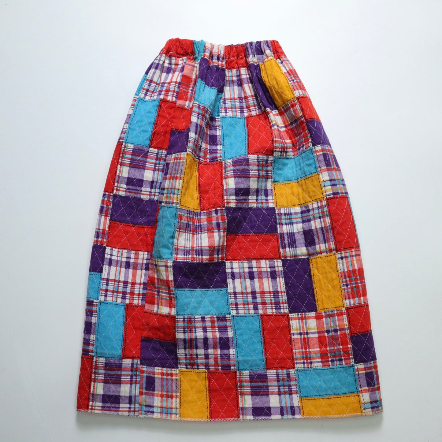 Colorful patchwork plaid cotton skirt