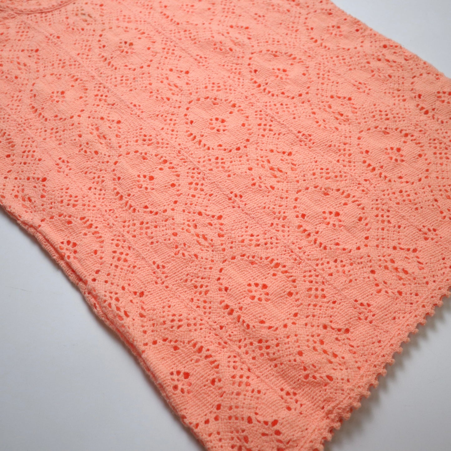 60-70年代 Kマート 日本製 オレンジ かぎ針編みベスト ニットベスト