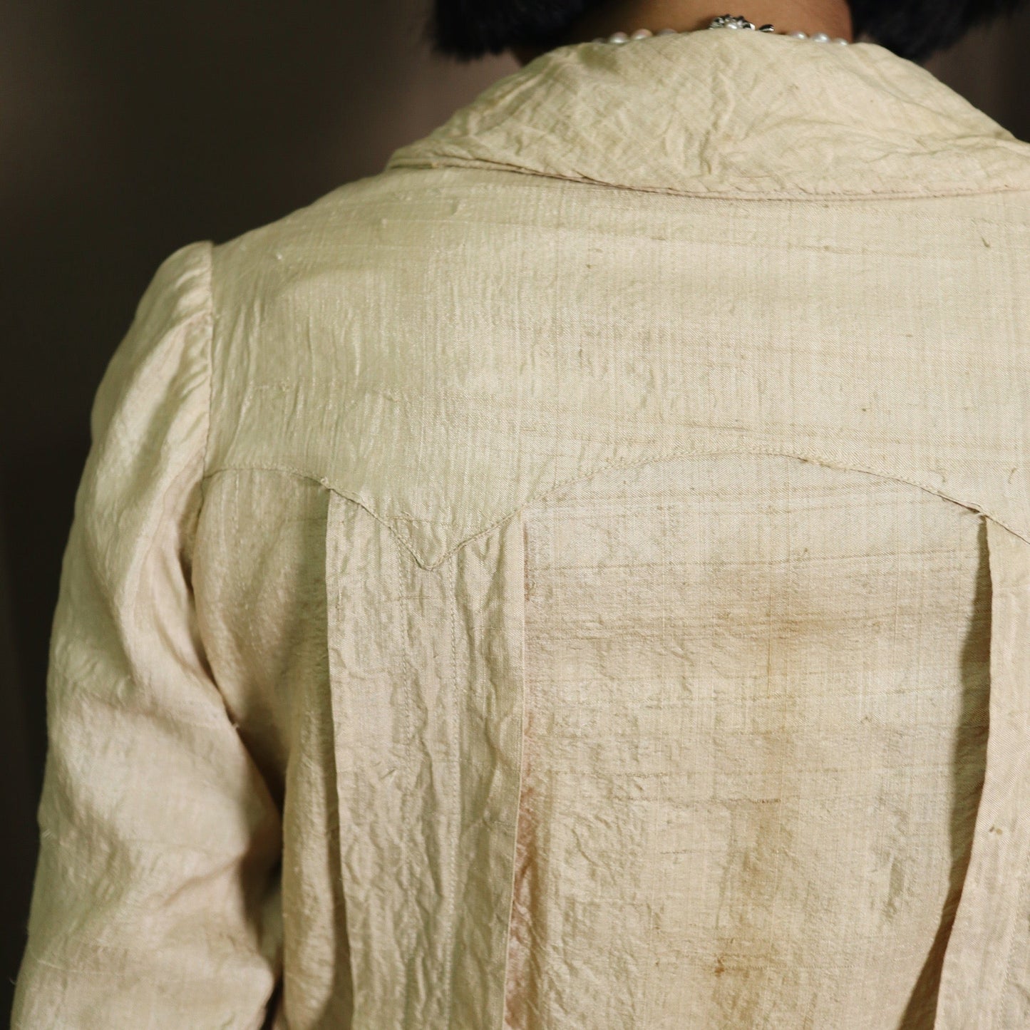 1900s 愛德華時期 古董絲質領結上衣 Antique Edwardian blouse - 富士鳥古著