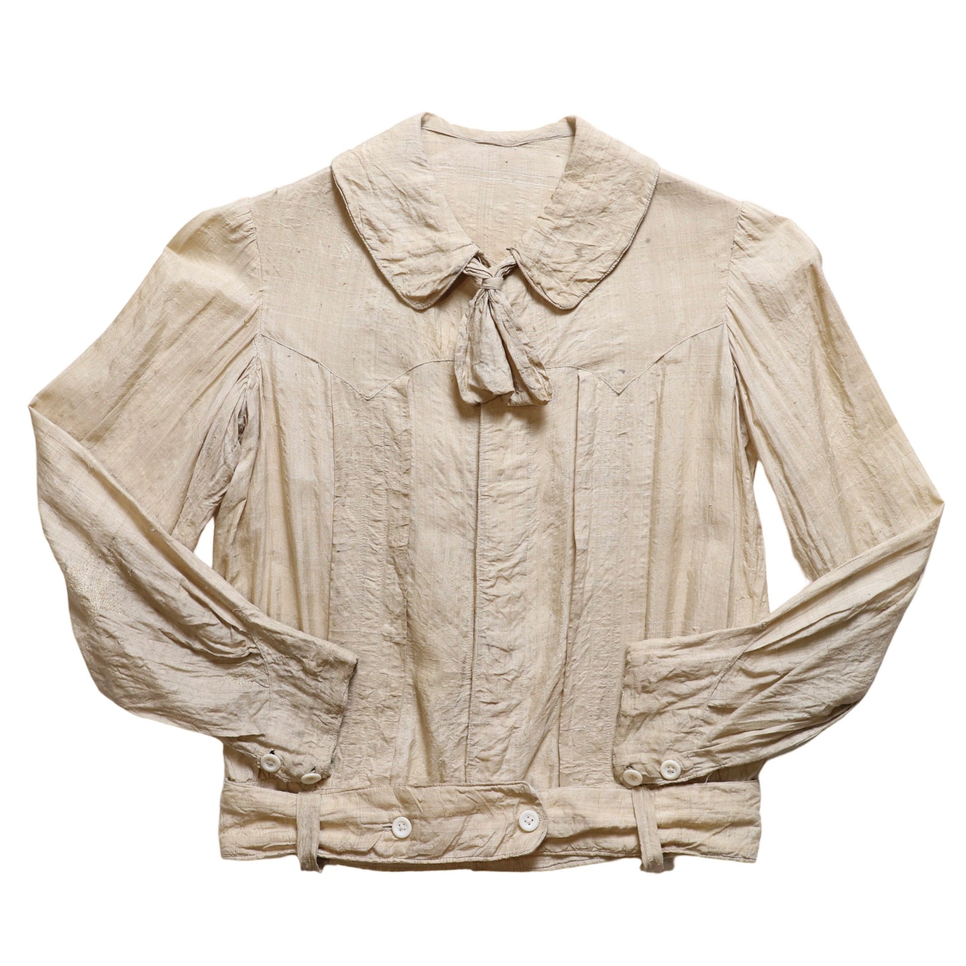 1900s 愛德華時期 古董絲質領結上衣 Antique Edwardian blouse - 富士鳥古著