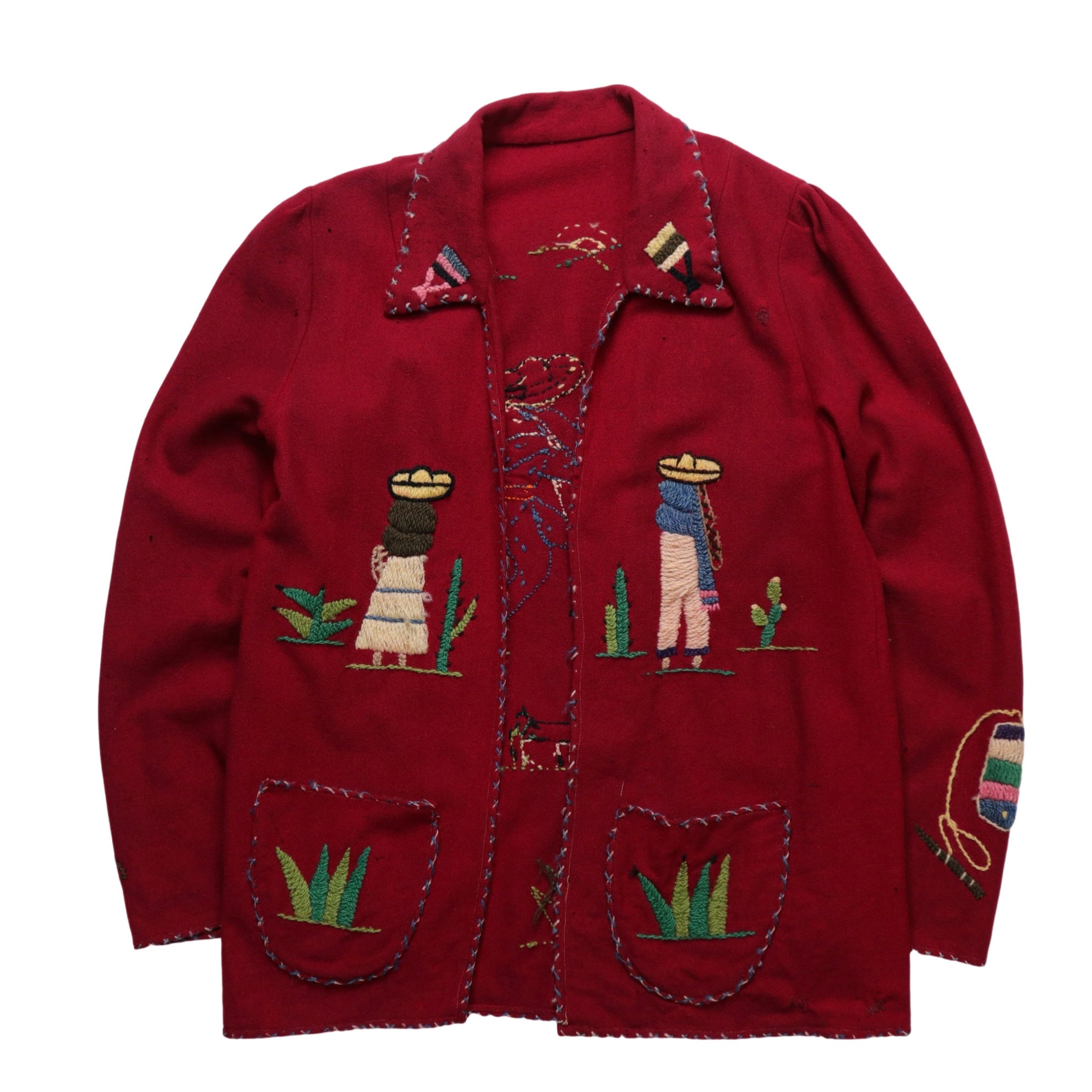 1940s Mexican Red Peasant Embroidered Wool Souvenir Jacket - Fuji Bird  Vintage – 富士鳥古著