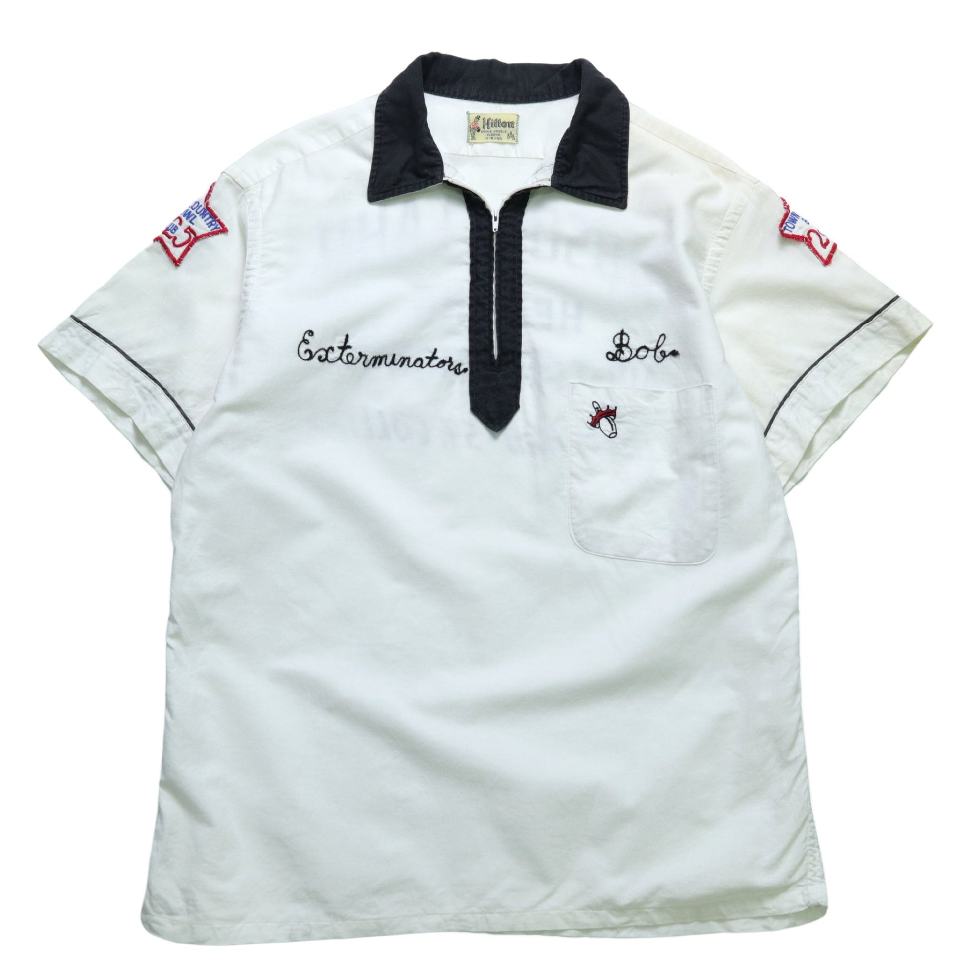 1960s Hilton 美國製 白色保齡球襯衫 Bowling Shirt - 富士鳥古著