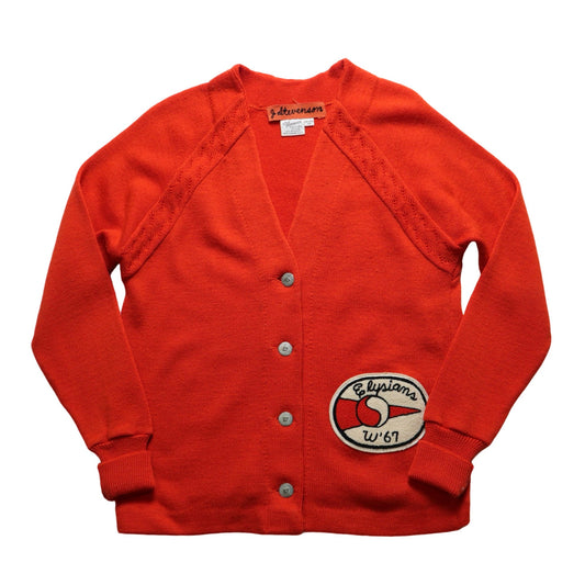 1960s Varsity Cardigan 橘色校園羊毛針織外套 - 富士鳥古著