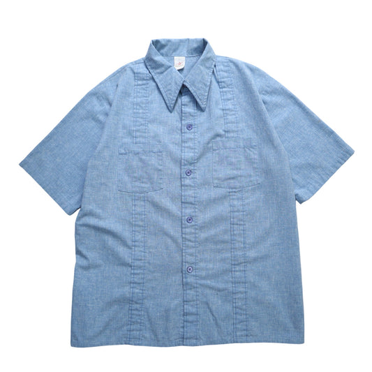 1970s JANTZEN 美國製 水藍色素面箭領襯衫 Cabana shirt - 富士鳥古著