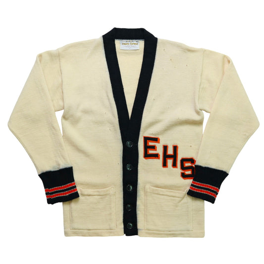 1970s Letterman Sweater Patch EHS Cardigan - 富士鳥古著