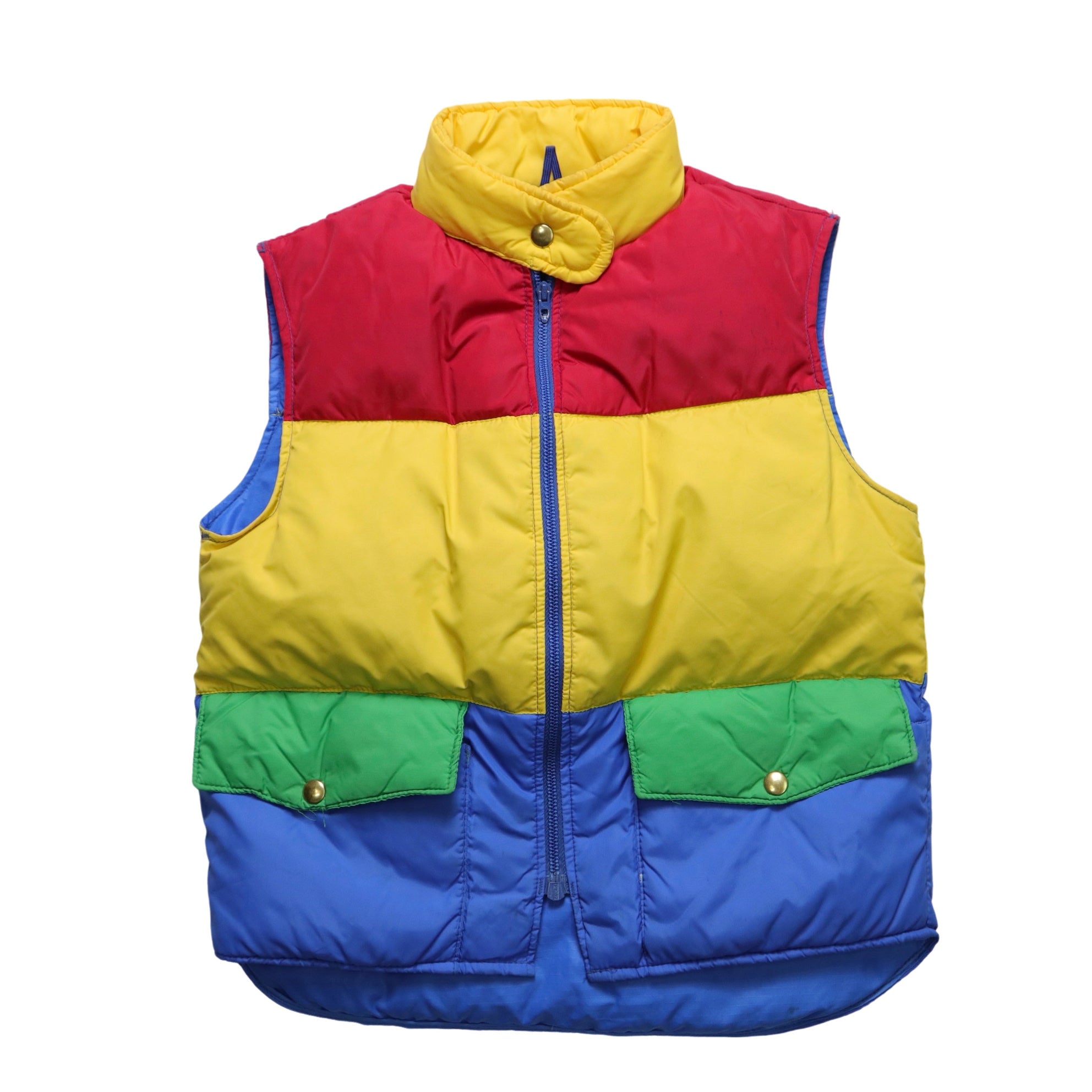 1970s SEARS rainbow color block down vest