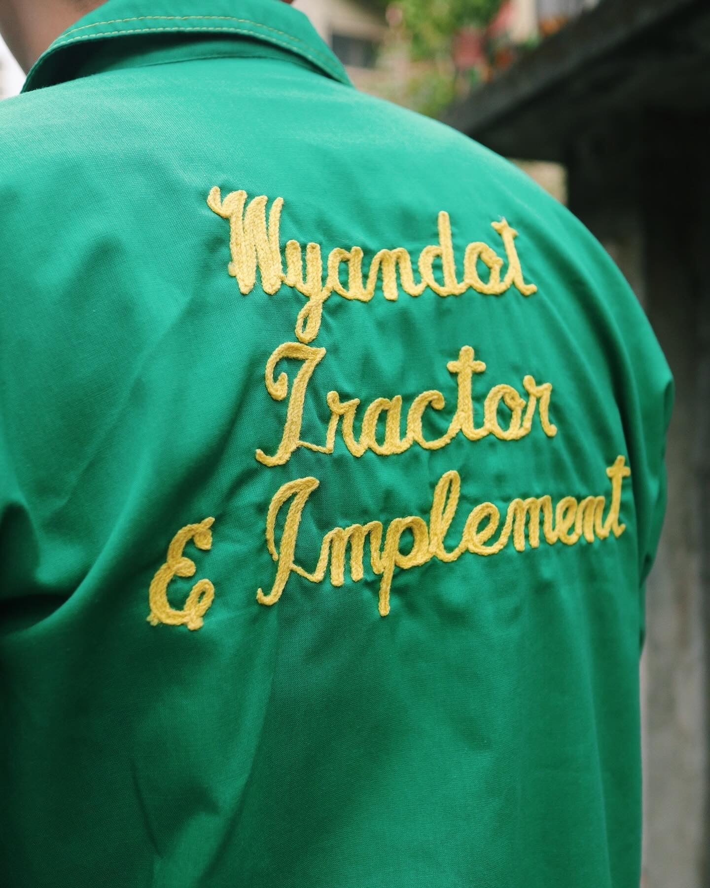 1970s 綠色鎖鍊繡箭領工作襯衫 Union made - 富士鳥古著