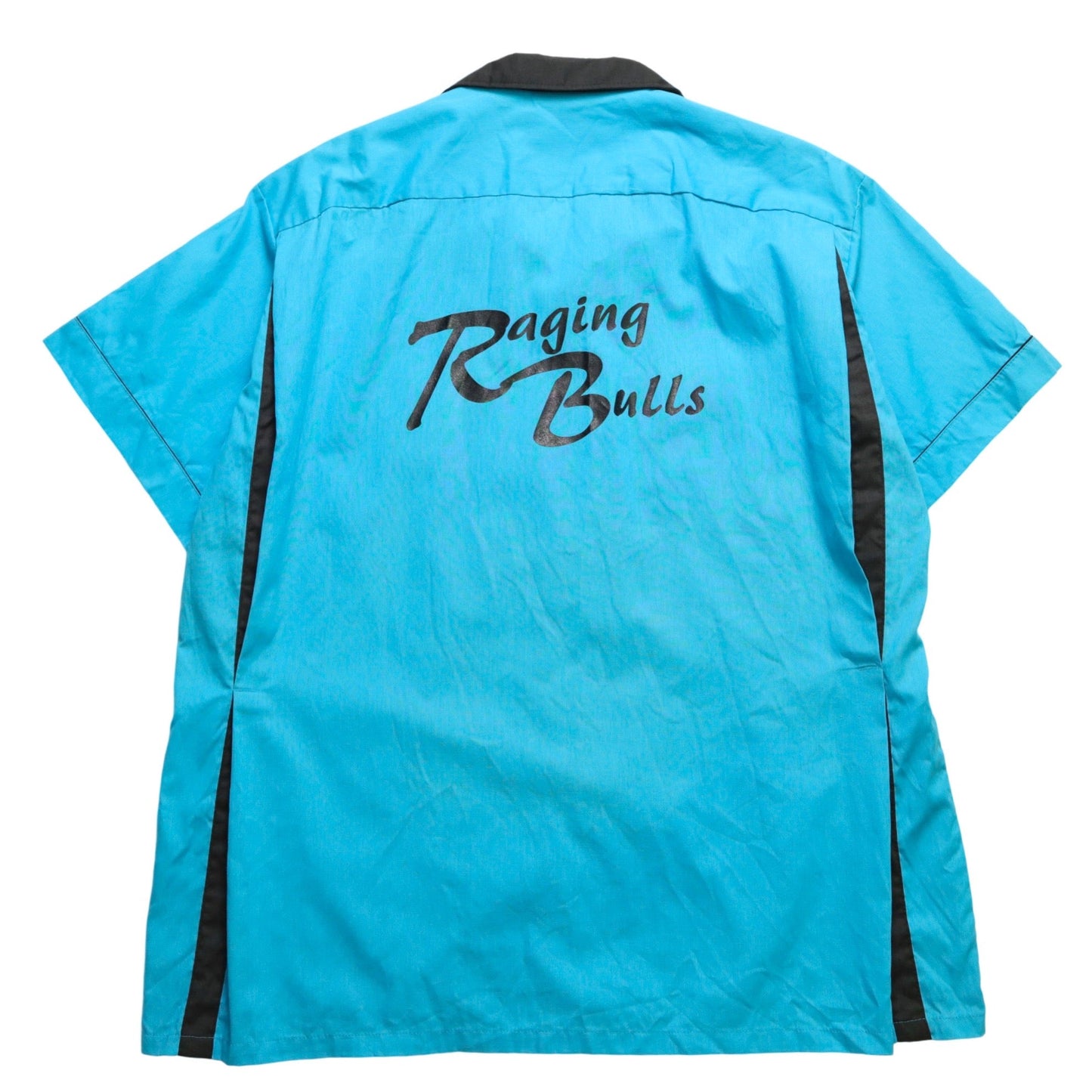 1980s Hilton 美國製 藍色保齡球襯衫 Raging bulls Bowling Shirt - 富士鳥古著