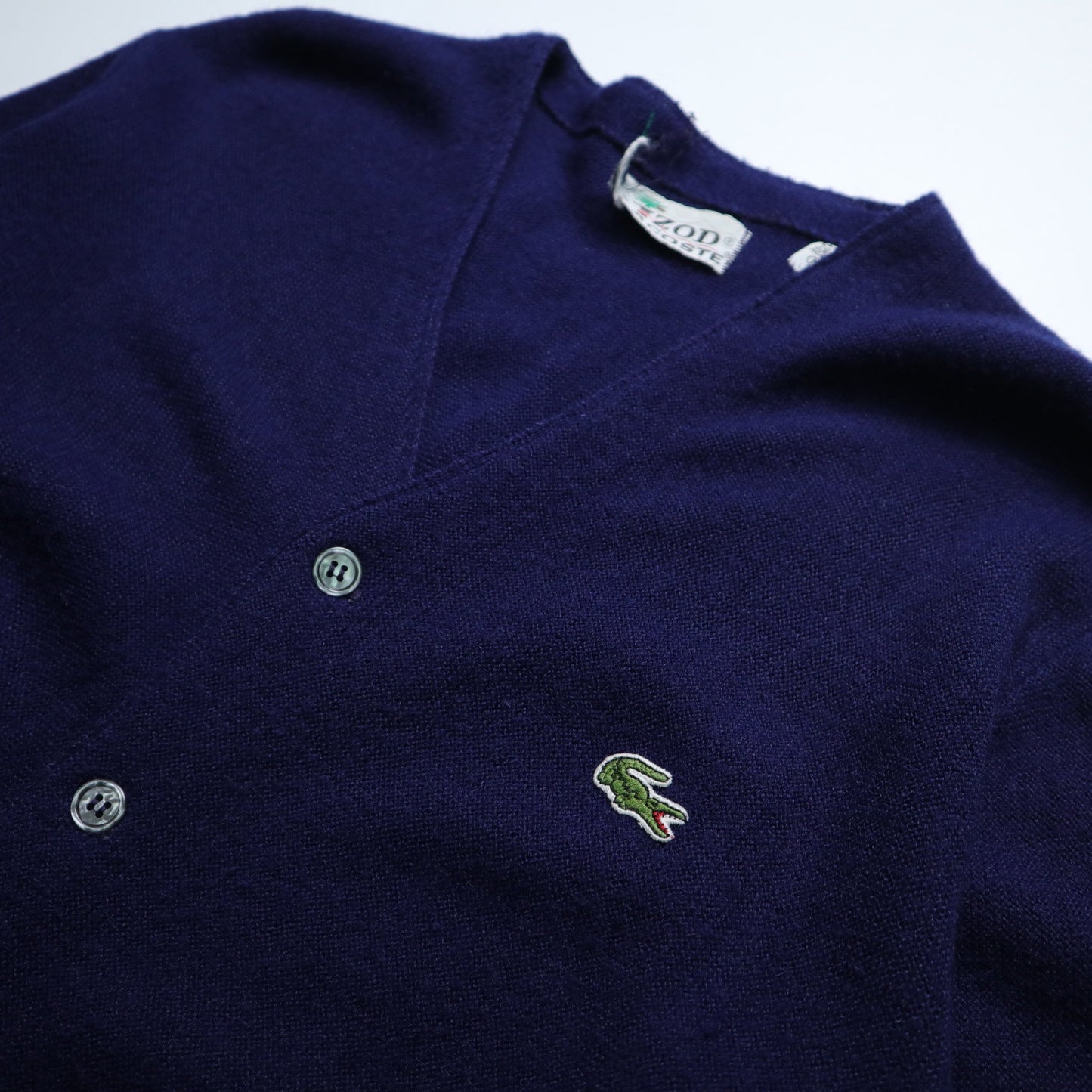 1980s Lacoste IZOD 美國製 海軍藍開襟針織衫 - 富士鳥古著