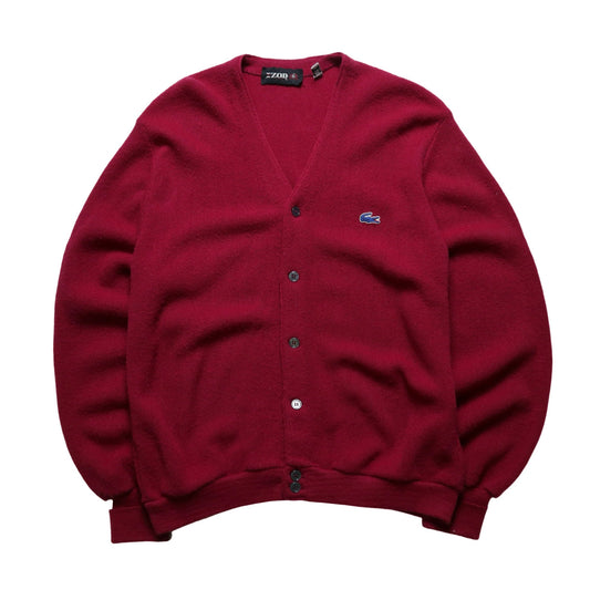 1980s LACOSTE IZOD 酒紅色針織外套 Cardigan - 富士鳥古著