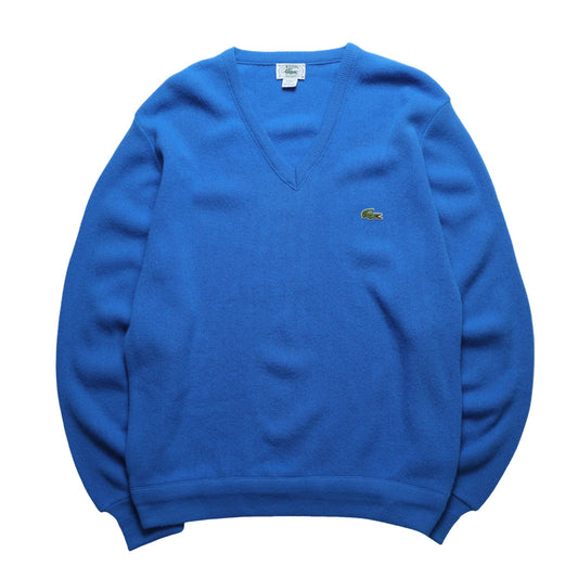 1980s Lacoste IZOD 美國製 寶藍色V領針織衫 - 富士鳥古著