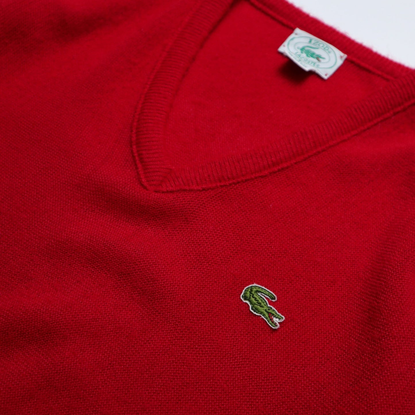 1980s Lacoste IZOD 美國製 紅色V領針織衫 - 富士鳥古著