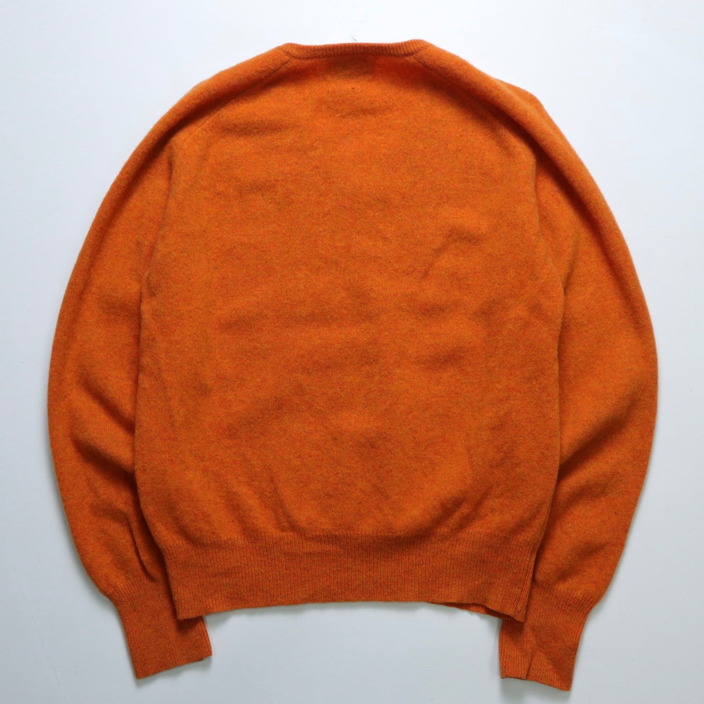 70's American made orange virgin wool V-neck wool sweater