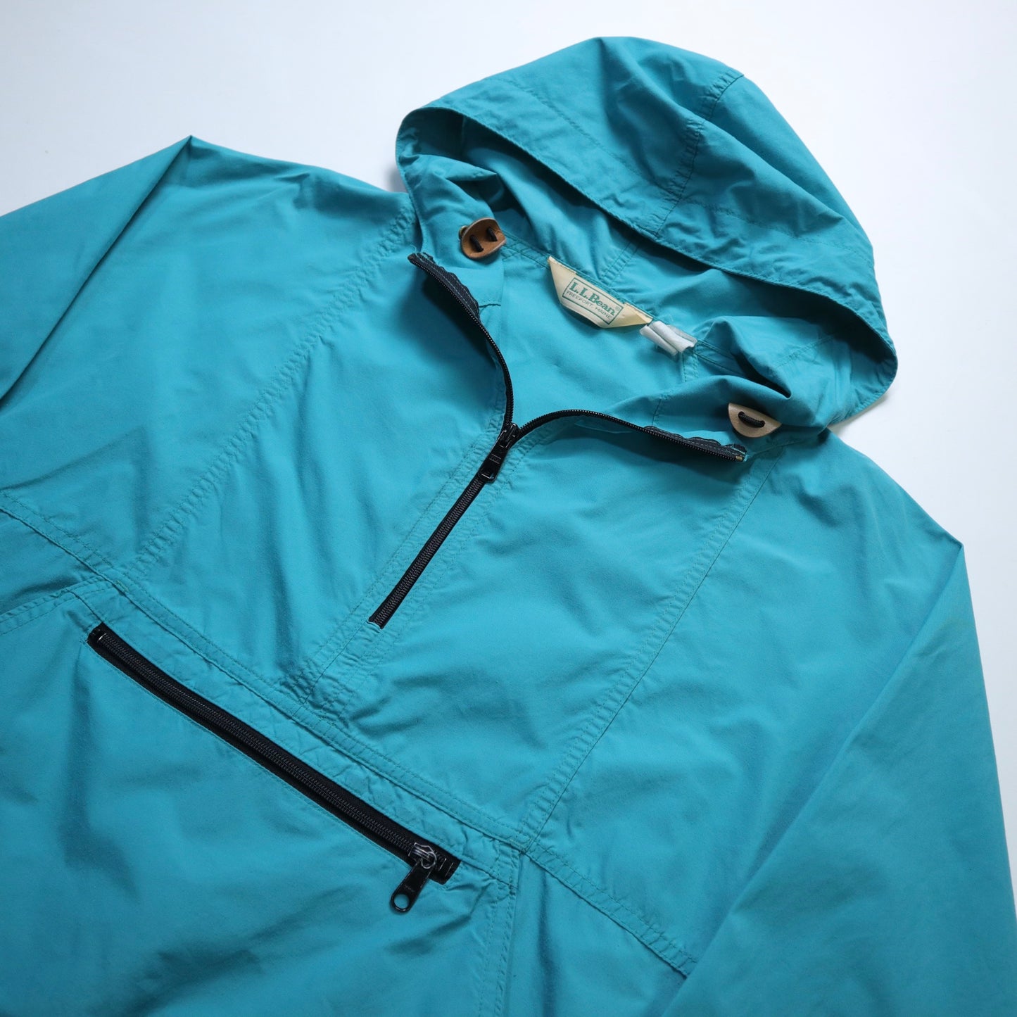 80s LLBean USA made aqua nylon pullover windproof blouse