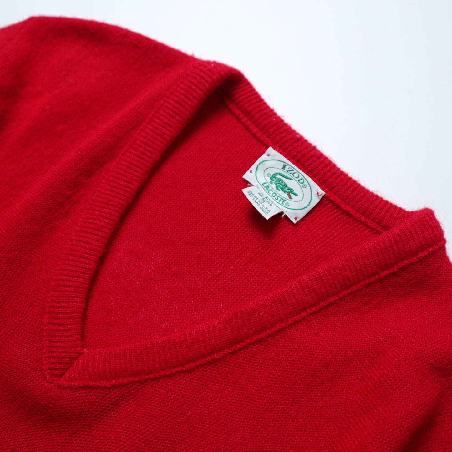 1980s Lacoste IZOD American-made red V-neck sweater