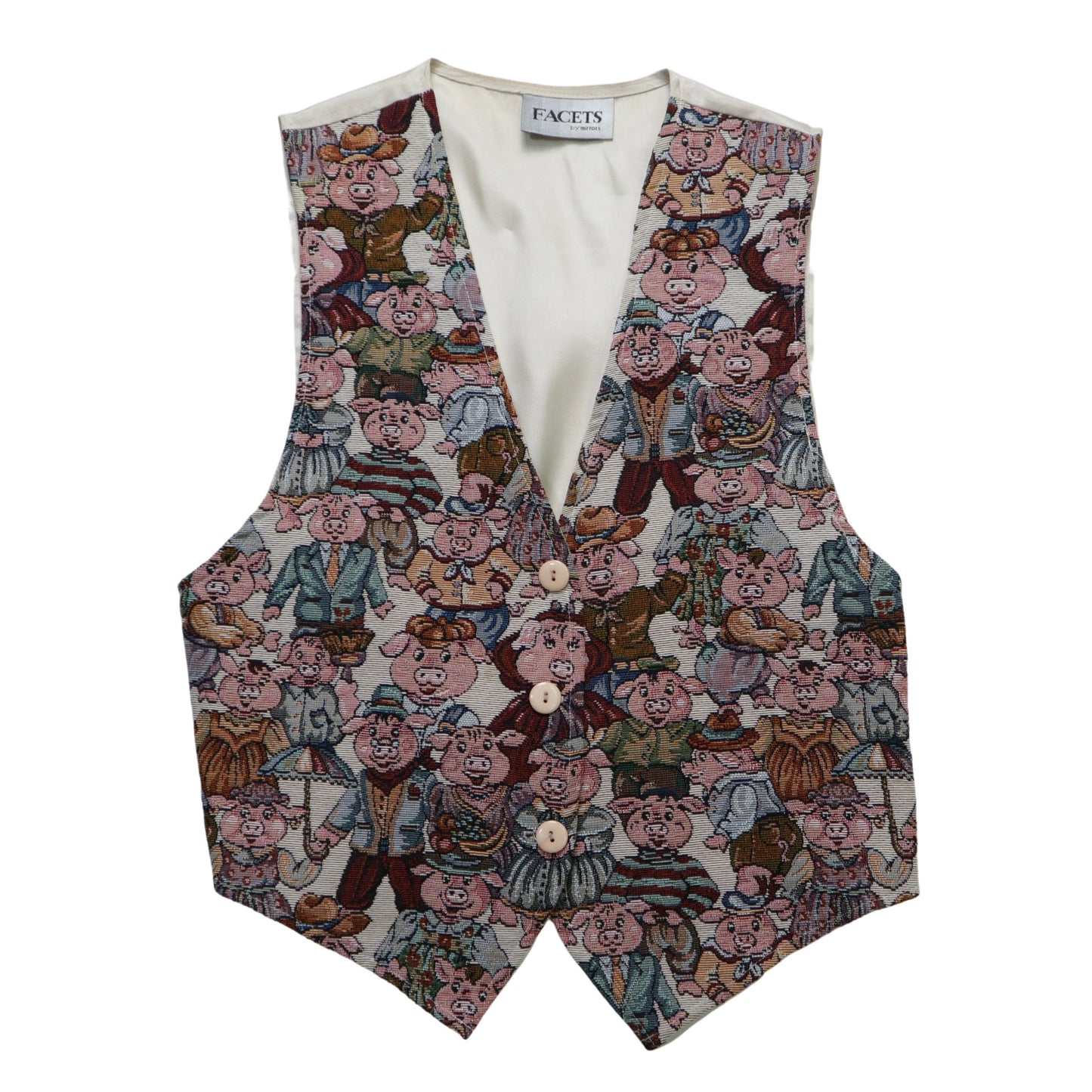 90s American made piglet embroidered tapestry vest