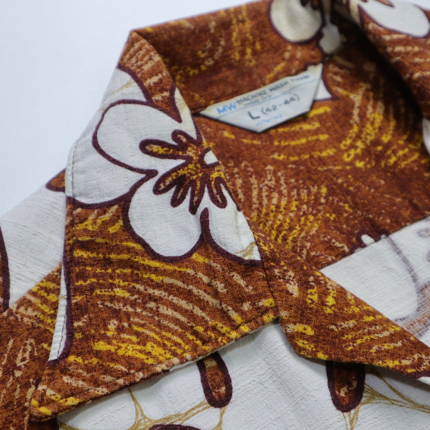 70s JC PENNEY Palm leaf and hibiscus bark cotton Hawaiian shirt