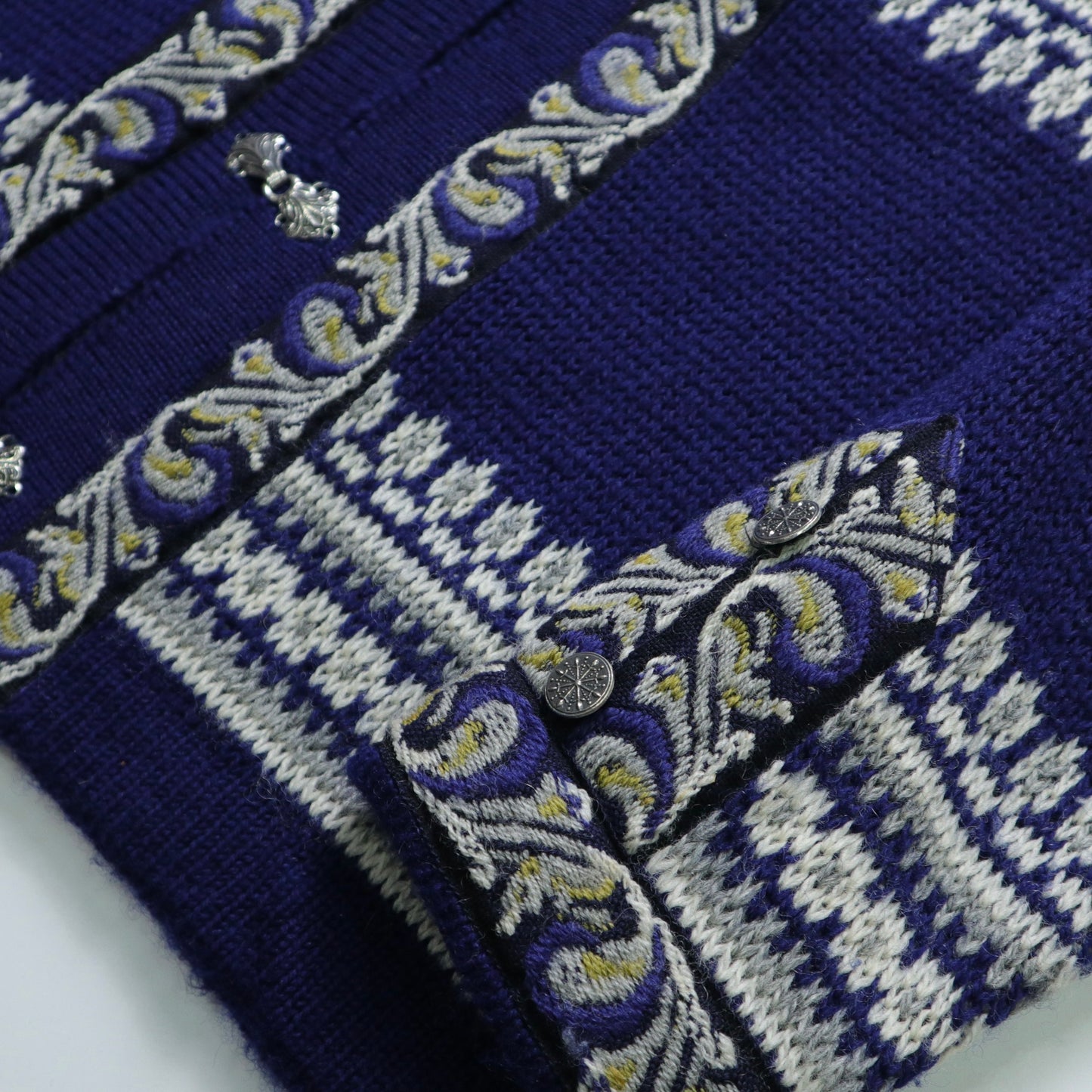 挪威製 Nordstrikk 寶藍色挪威羊毛衣 雕花金屬扣