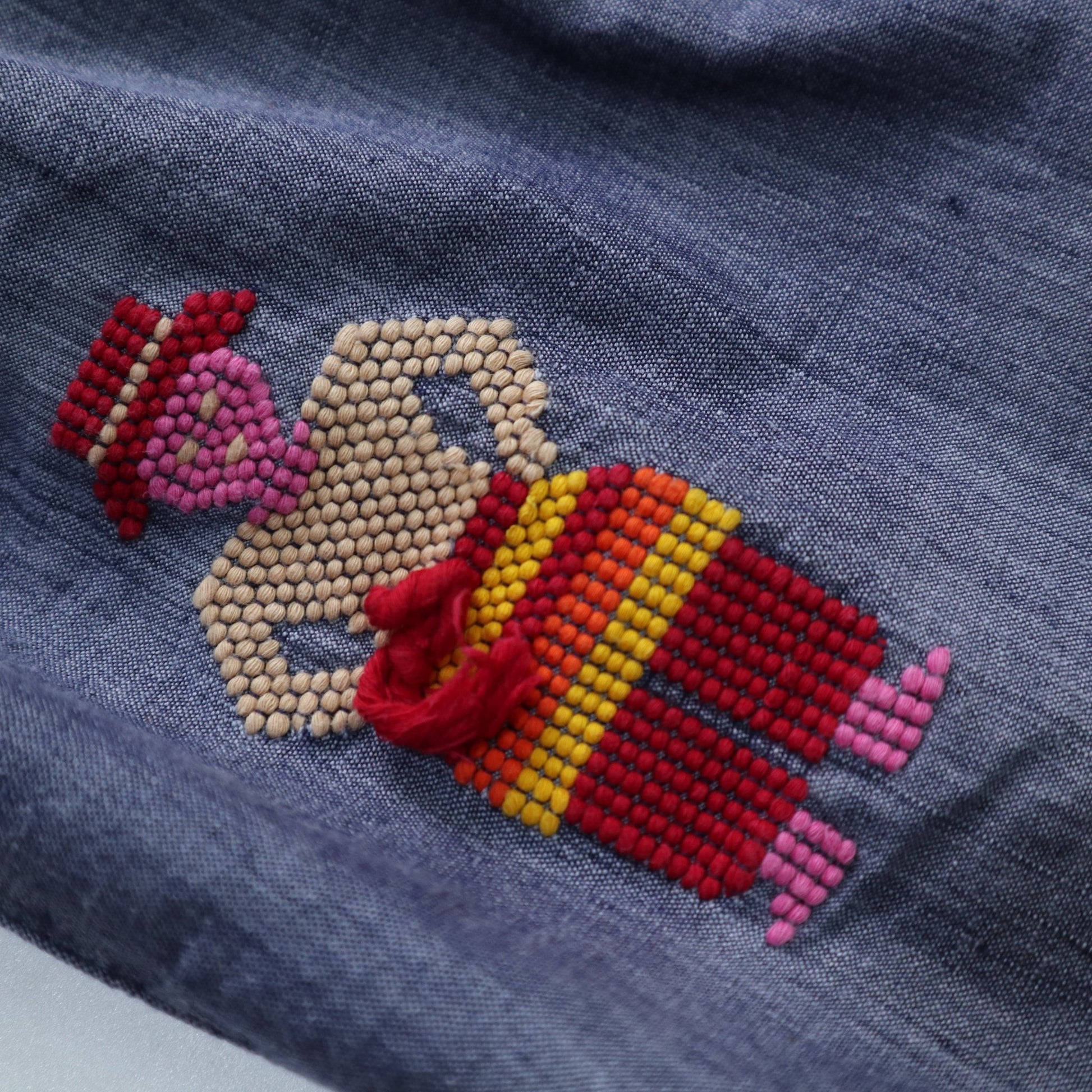 （27W) 80s 瓜地馬拉手工人偶刺繡 青年布半身裙 - 富士鳥古著