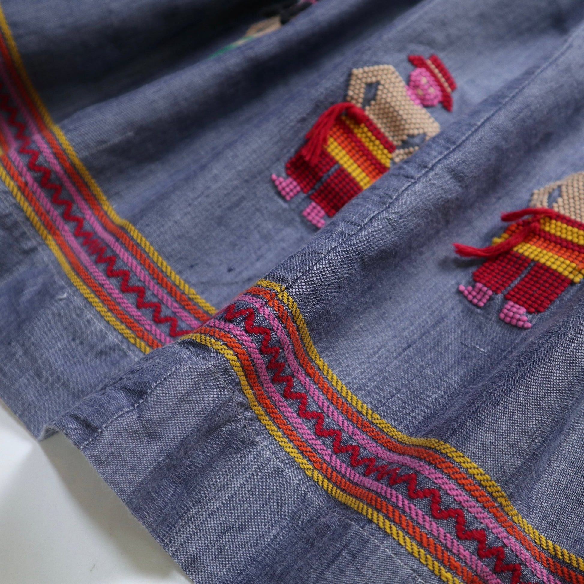 （27W) 80s 瓜地馬拉手工人偶刺繡 青年布半身裙 - 富士鳥古著