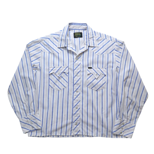 1970s 韓國製 Bar-m Rancher 藍白條紋西部襯衫
