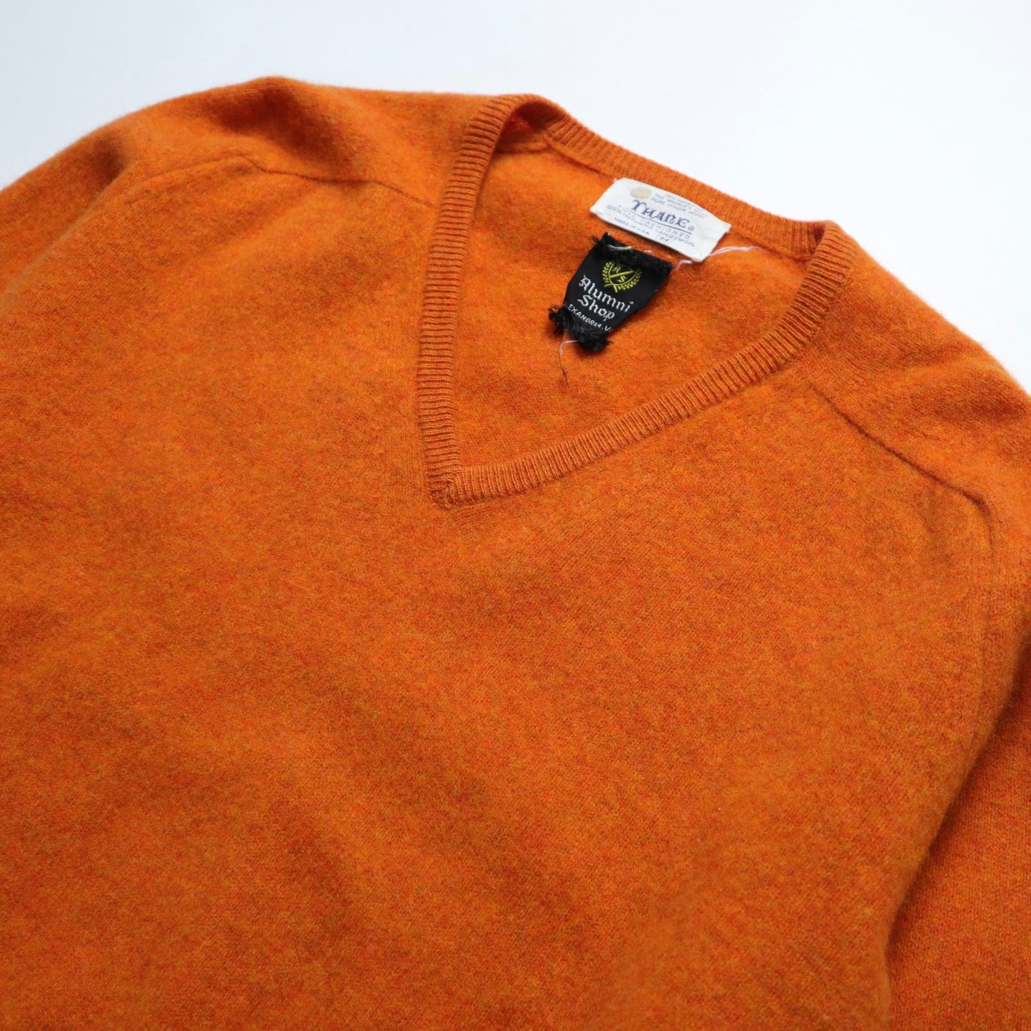 70's 美國製 橘色初剪羊毛衣 V領羊毛衣