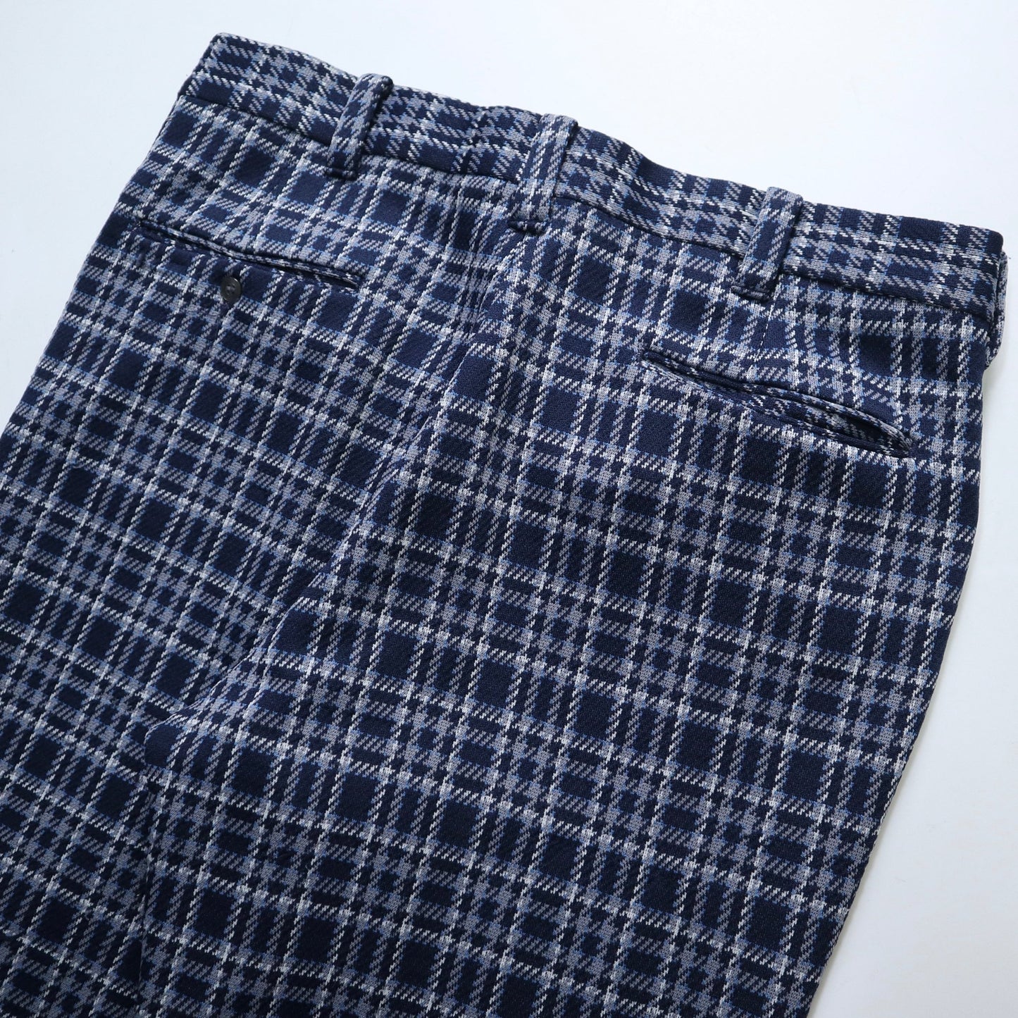 （34W) 70s Sears KINGS ROAD Doubel Knit 格紋靴型褲 - 富士鳥古著