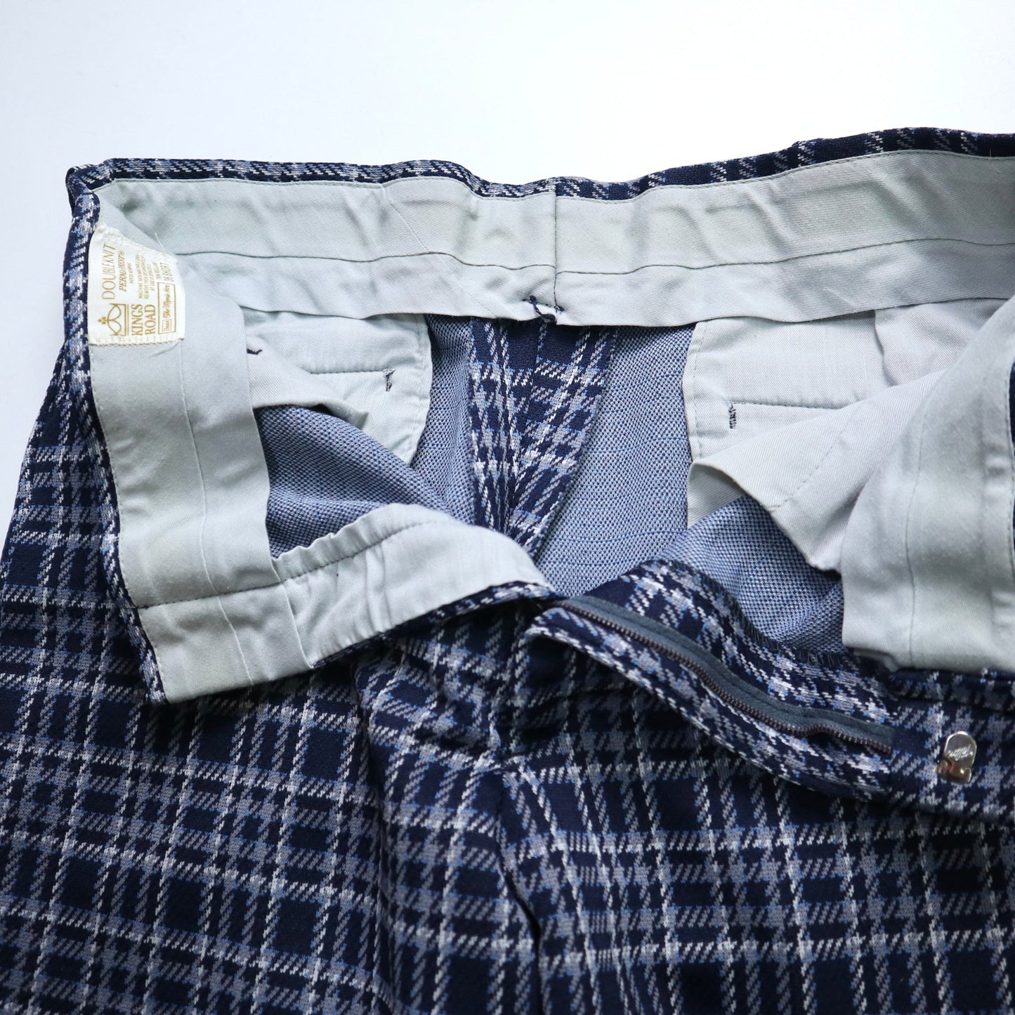 （34W) 70s Sears KINGS ROAD Doubel Knit 格紋靴型褲 - 富士鳥古著