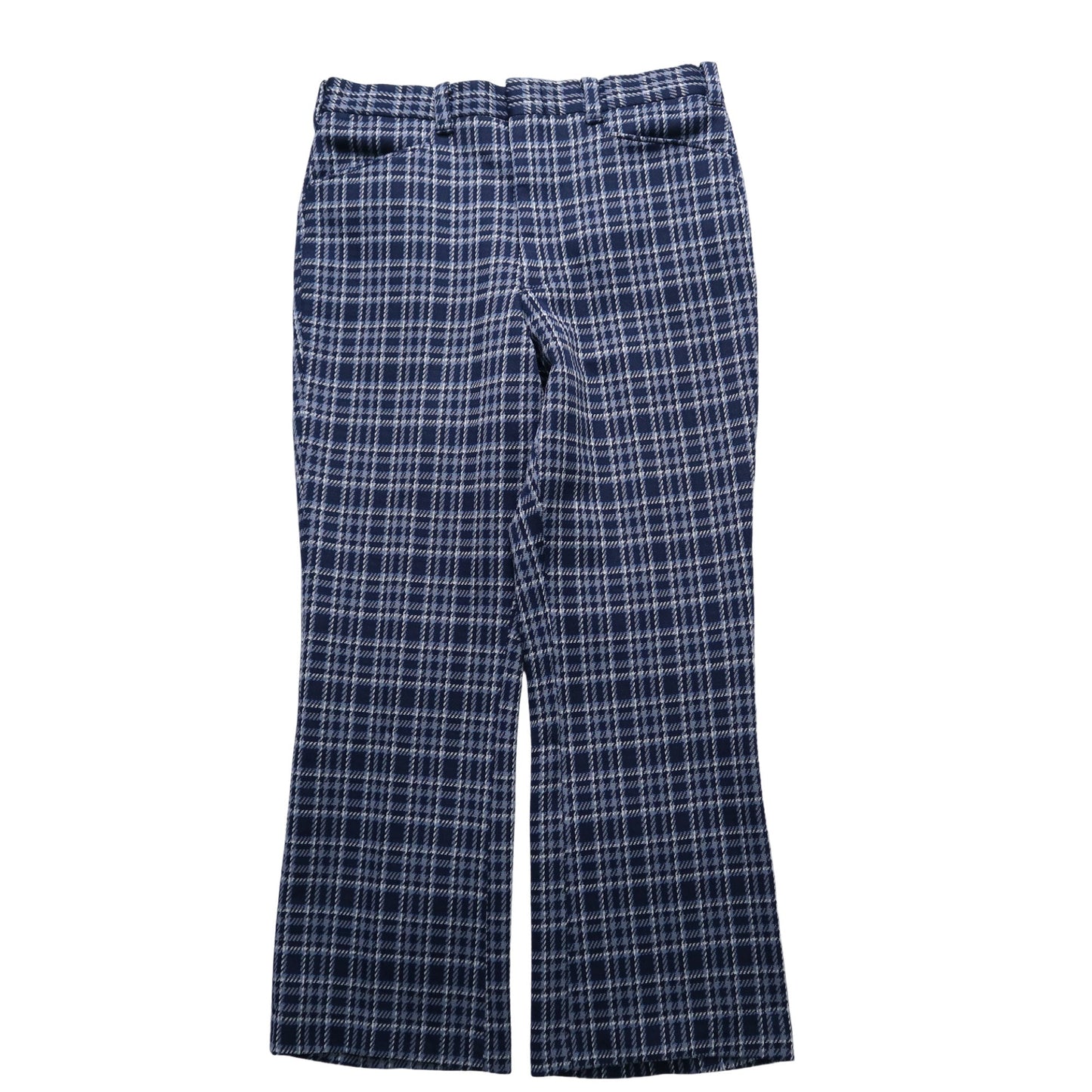 （34W) 70s Sears KINGS ROAD Doubel Knit 格紋靴型褲 - 富士鳥古著