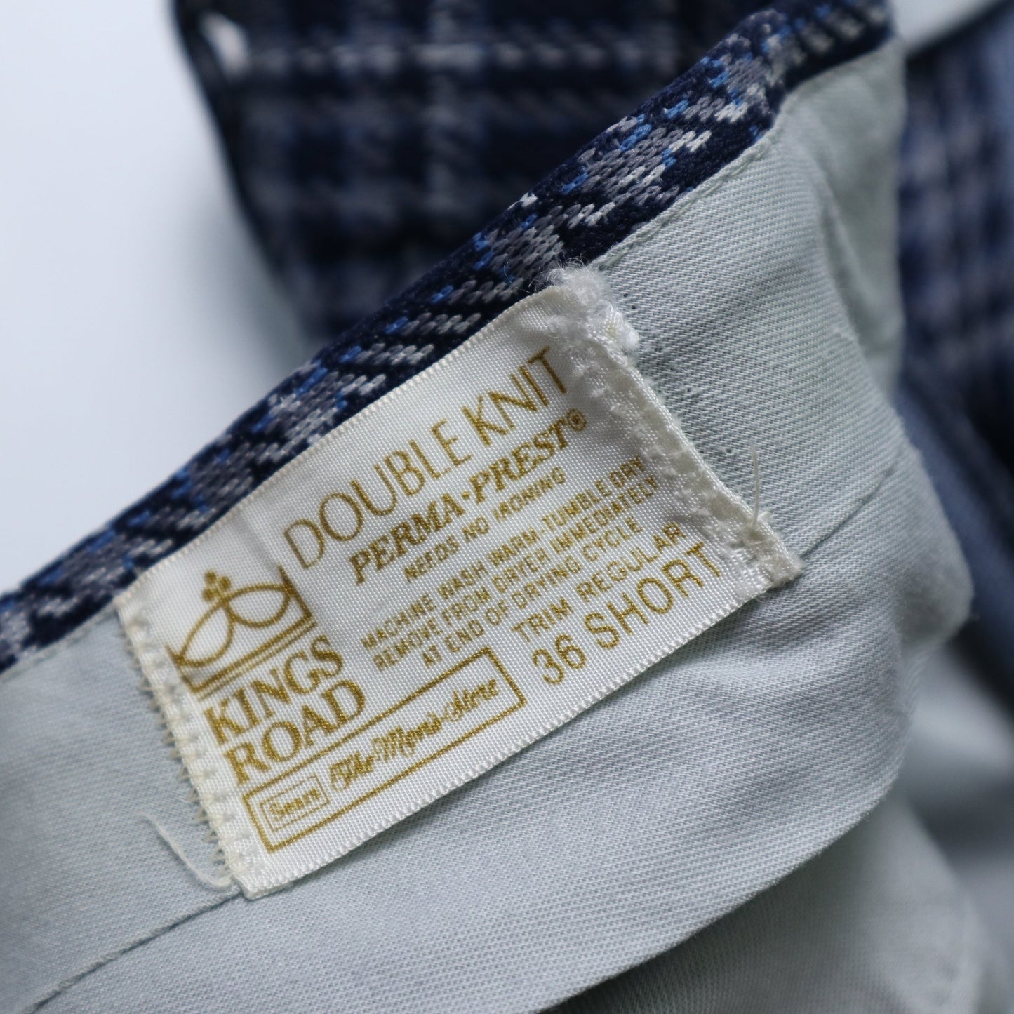 （34W) 70s Sears KINGS ROAD Doubel Knit 格紋靴型褲 - 富士鳥古著