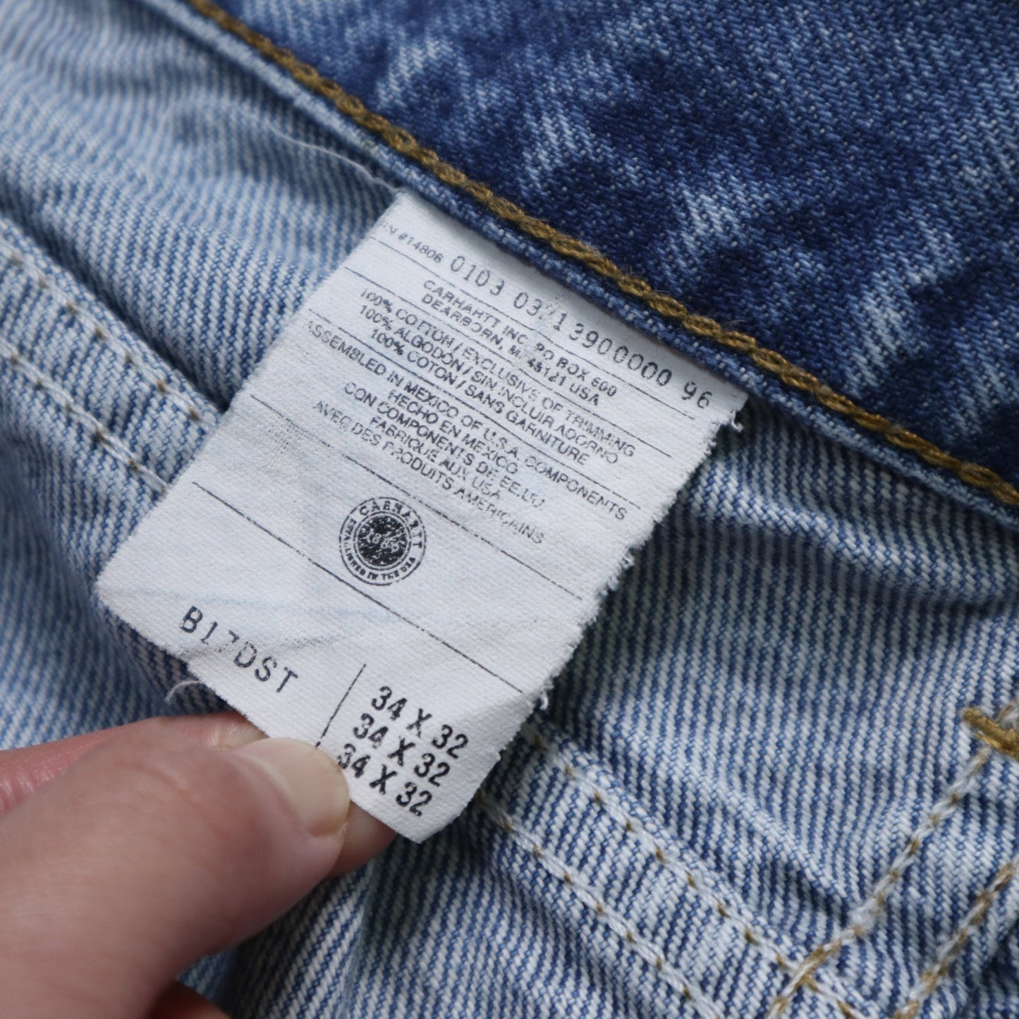 （34W) Carhartt 墨西哥製 淺色丹寧牛仔褲 - 富士鳥古著