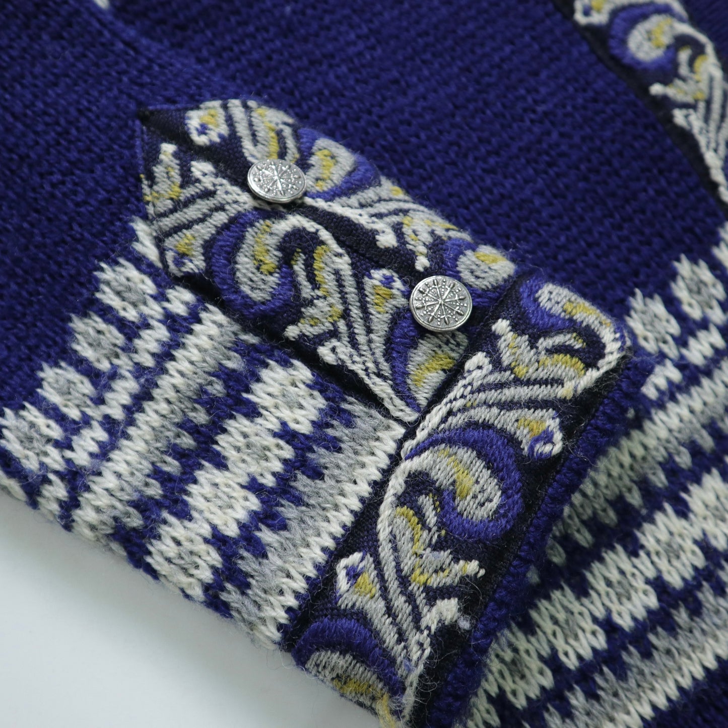 挪威製 Nordstrikk 寶藍色挪威羊毛衣 雕花金屬扣