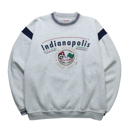 90s Indianapolis racing sweatshirt two-color collar college tee